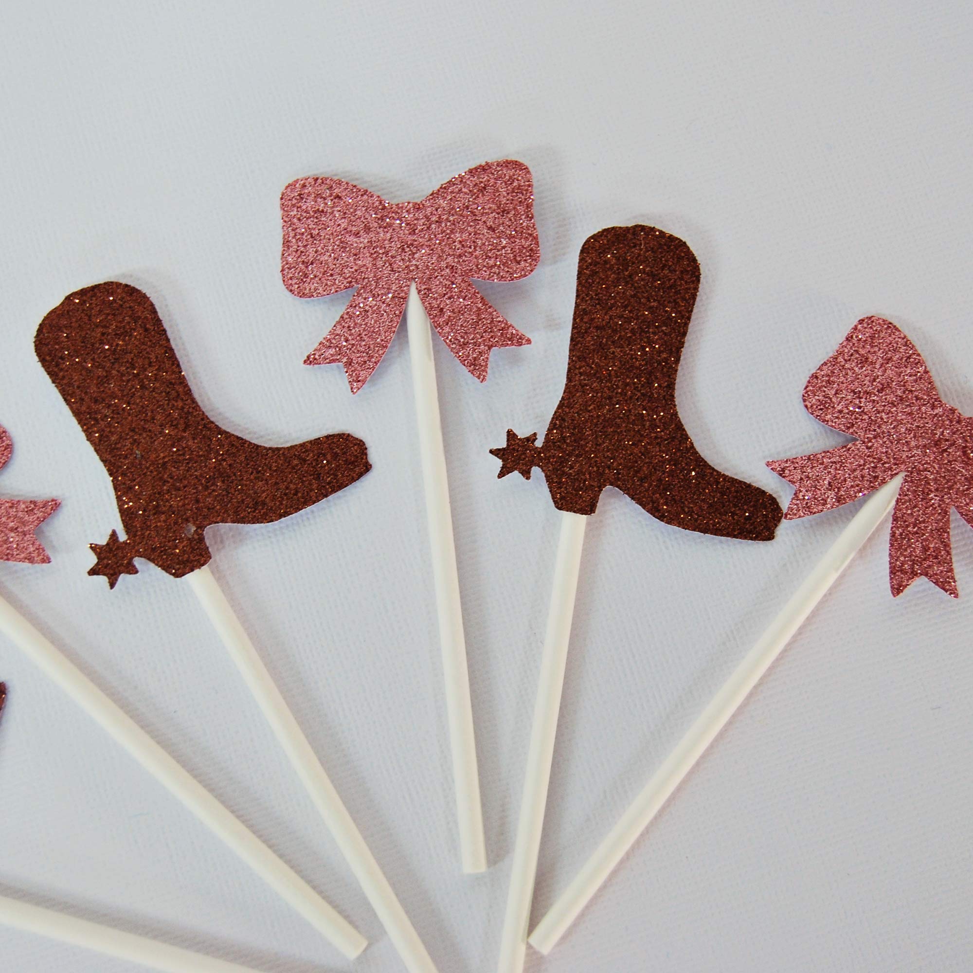 Gender Reveal Cupcake Toppers - Boots or Bows Baby Shower Decorations for Gender Announcement Parties, Baby Showers & Celebrations