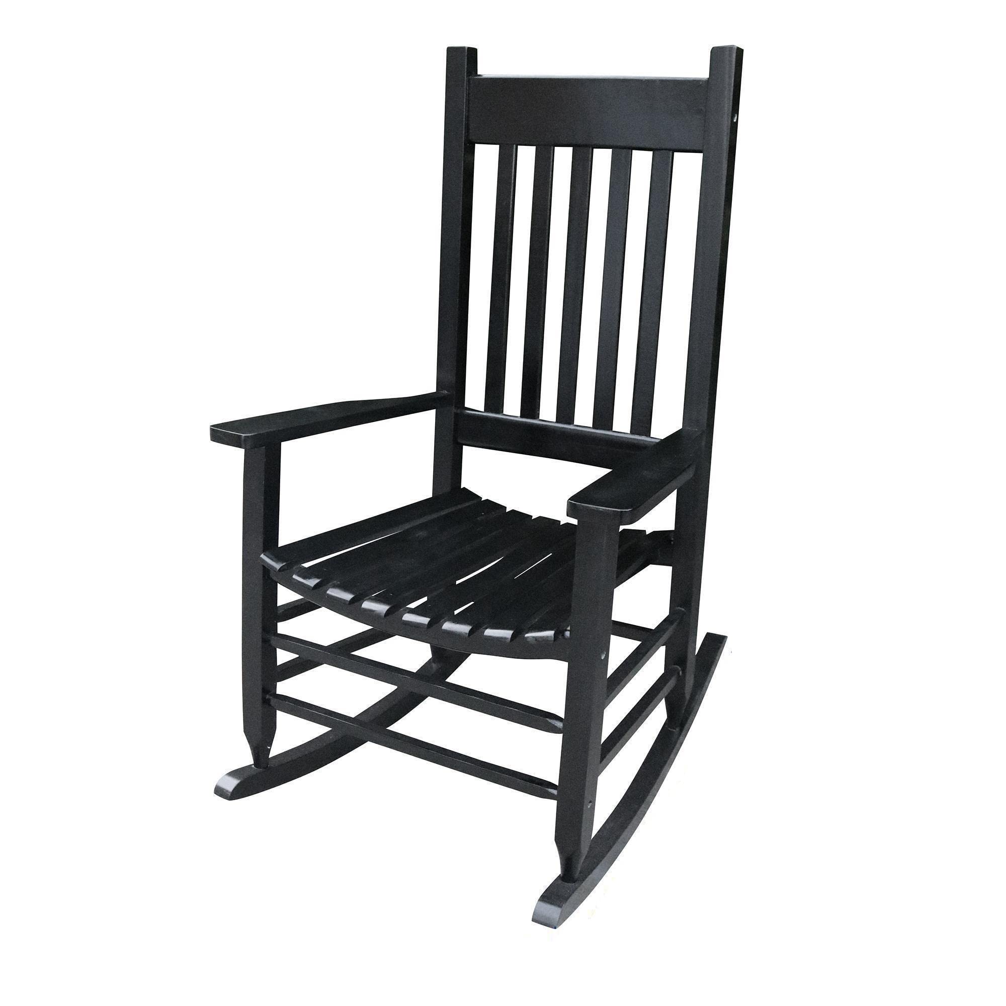Premium Black Wooden Rocking Chair - Outdoor Patio Rocker with Comfortable Reclining Backrest | Perfect for Porch, Garden, Camping & Relaxation | Sturdy Wooden Rocking Camp Chair for Adults