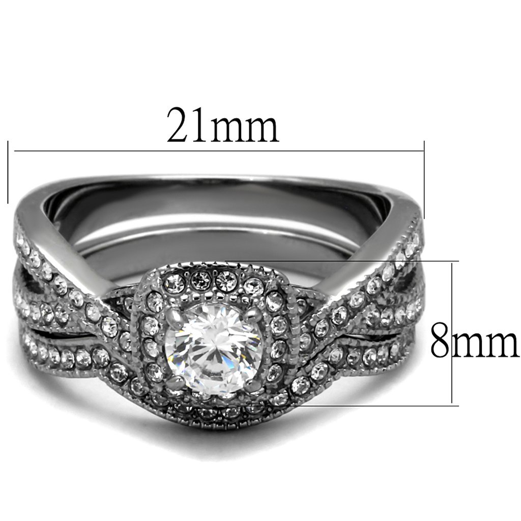 His & Her Wedding Rings Set - Silver Stainless Steel & Titanium Bands for Couples