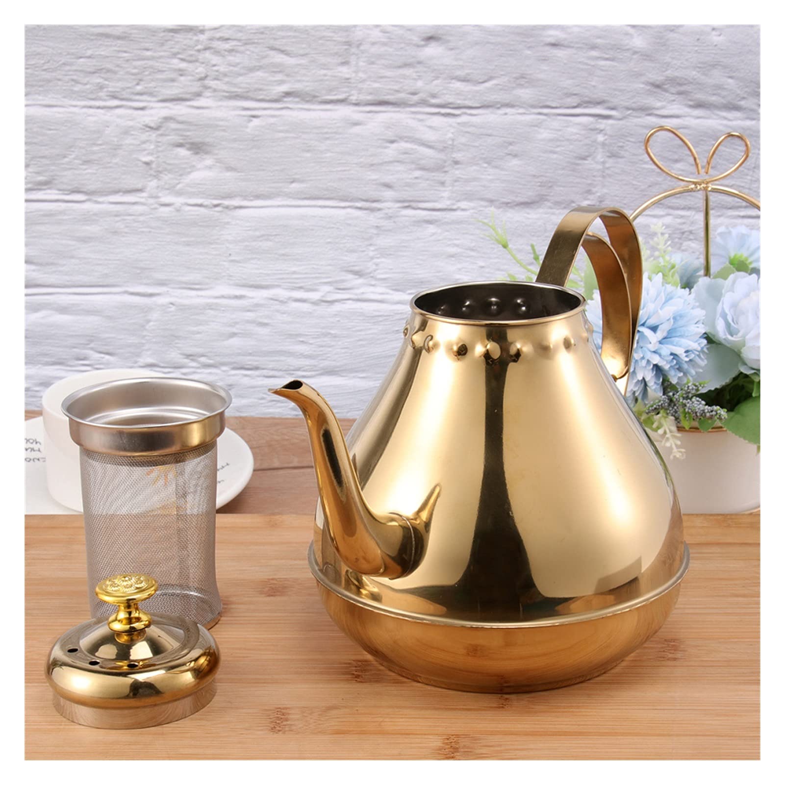 JLLidcy 1.2L/1.8L Stainless Steel Electric Kettle - Fast Boiling Water Heater for Tea & Coffee - Long Spout Design - Perfect for Home, Office & Dorm Use (Golden, 1.8L Capacity)