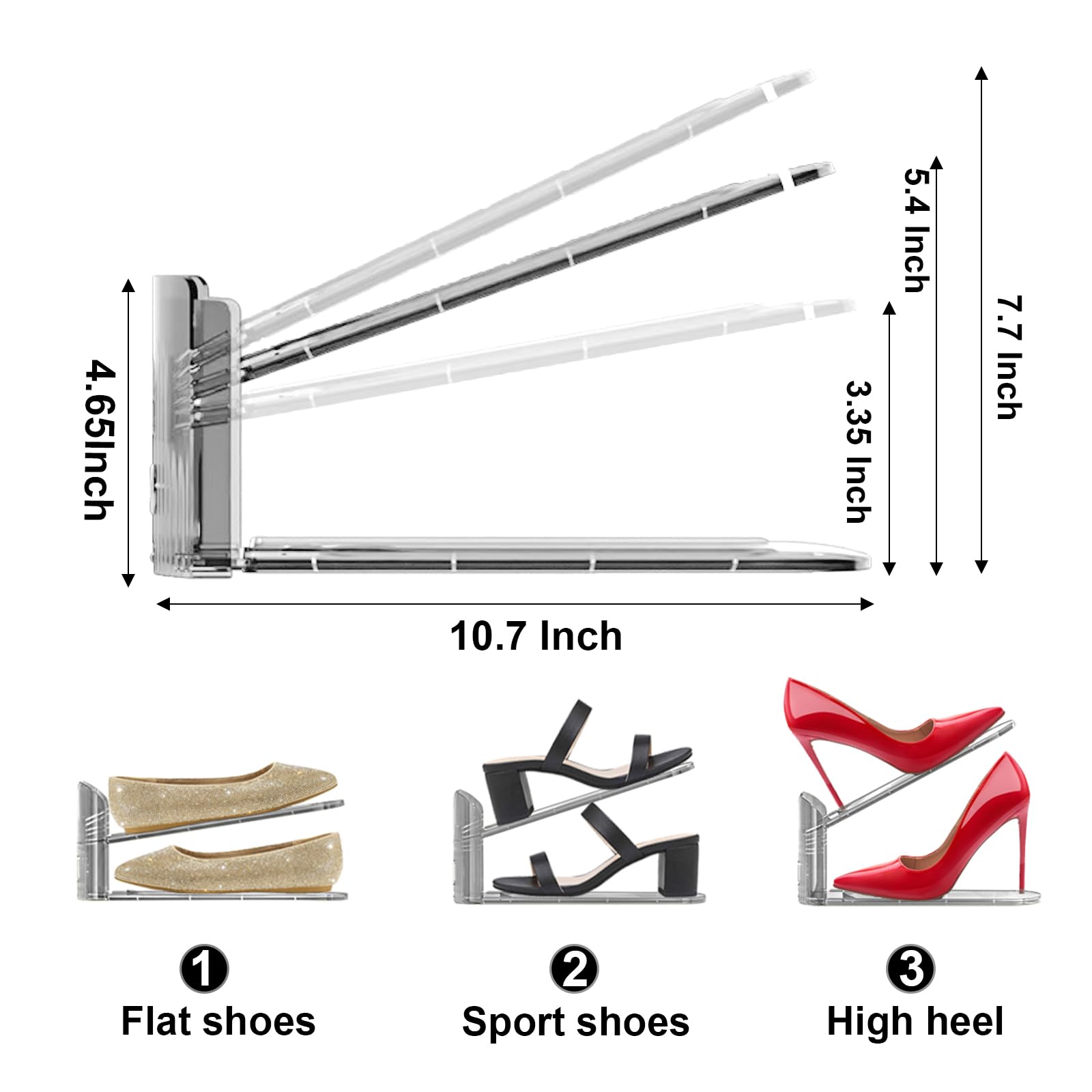 20 Pack Clear Shoe Stackers Organizers - Space Saving Shoe Rack for Closet, Grey | Perfect for Closet Organization, Shoe Storage & Small Space Solutions
