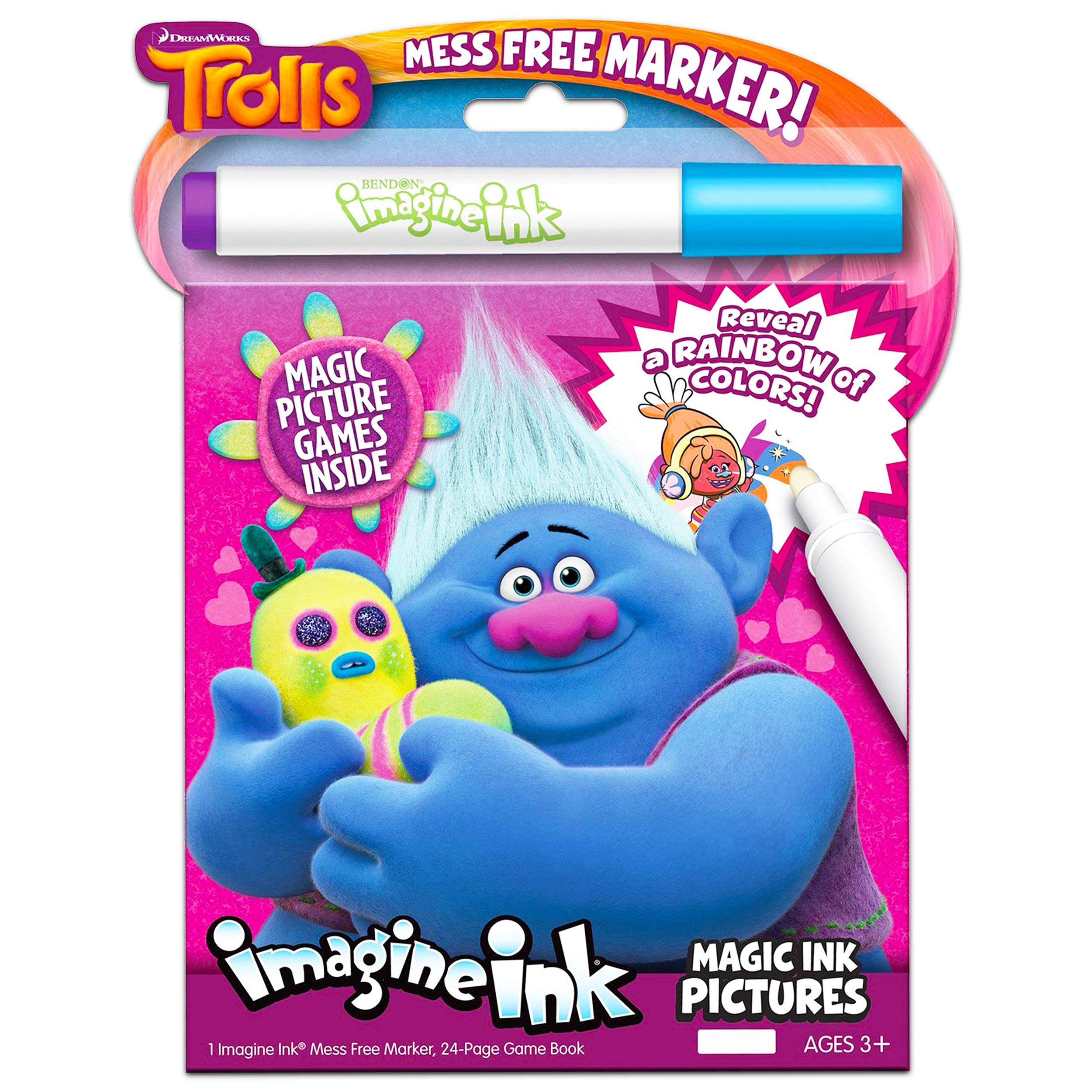 No Mess Magic Coloring Book Set - 3 Imagine Ink Activity Books with Trolls, Minions & Disney Junior Characters | Mess-Free Coloring for Kids Travel, Airplane & Quiet Time Activities