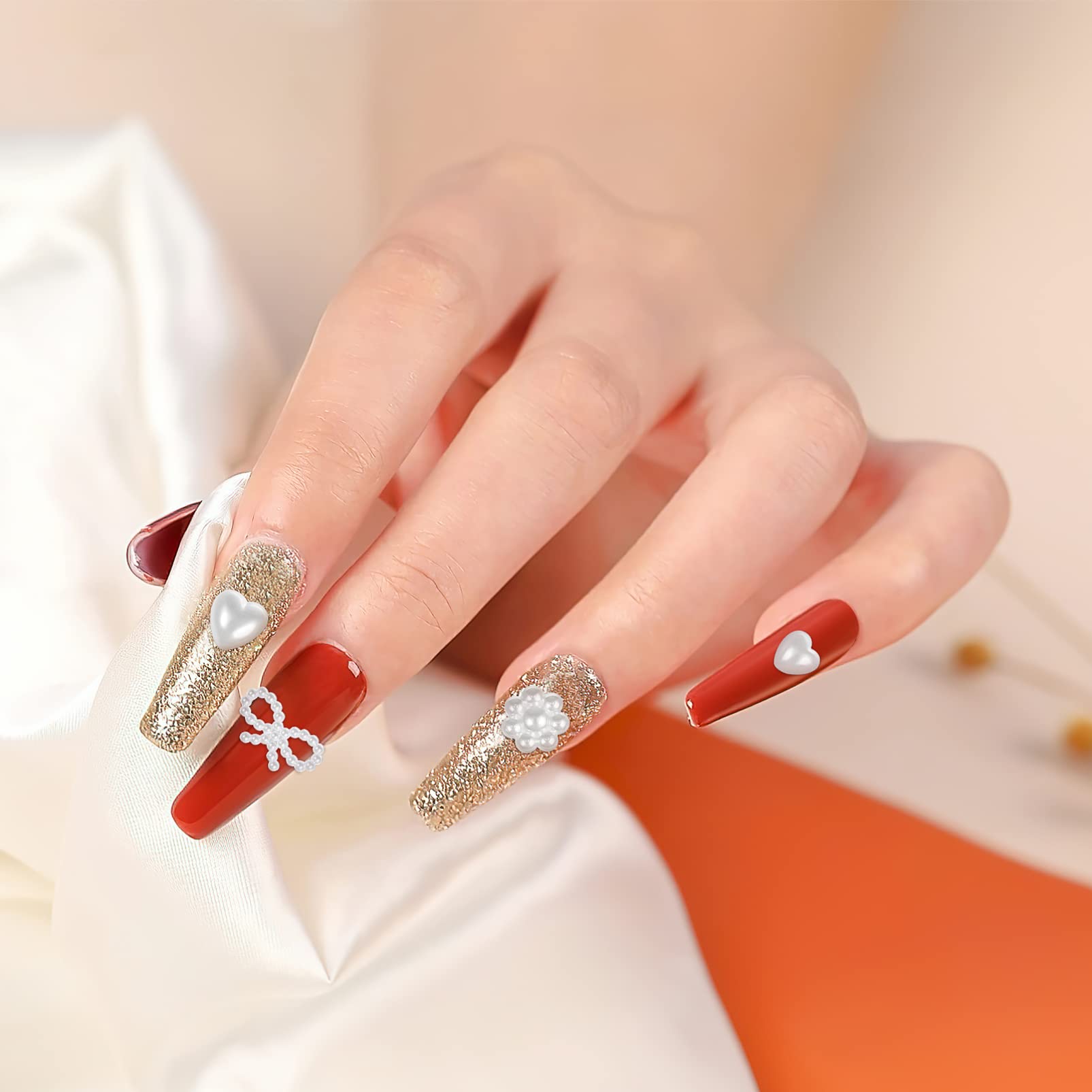 Minkissy 1 Box Nail Art Decorations - 500pcs Flat White Pearl Nail Charms for Manicure, DIY Nail Art Supplies & Nail Decoration Accessories - Perfect for Home Salon, Bridal Nails & Party Nail Art Designs