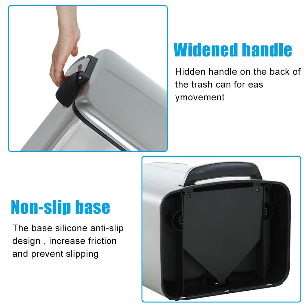 Stainless Steel Step Trash Can with Lid - 10 Gallon (40L) High Capacity Kitchen Garbage Bin for Home, Office, Bathroom & Bedroom - Fingerprint-Proof & Odor Control - Perfect for Waste Disposal in Any Room