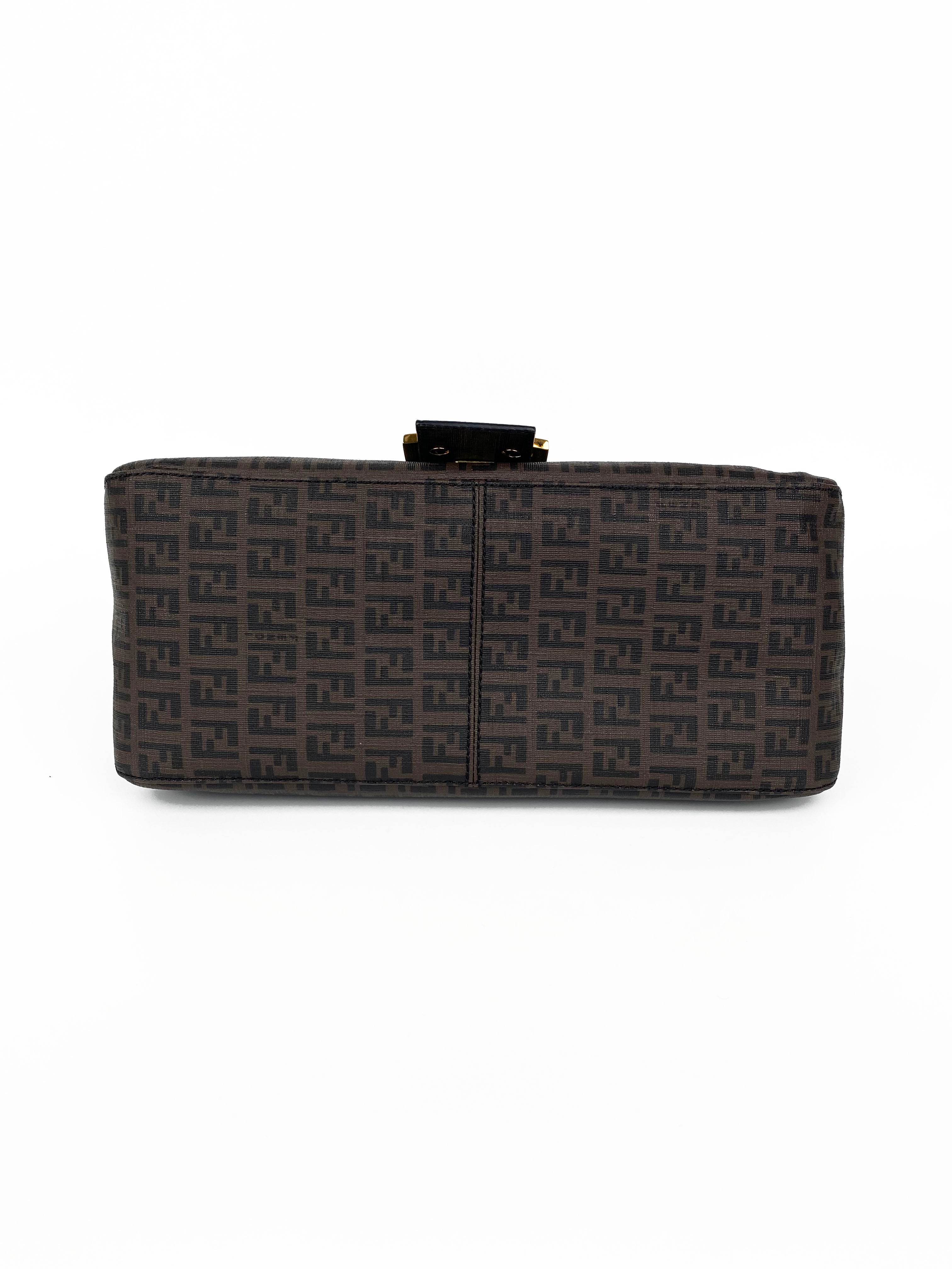 Fendi Monogram Shoulder Bag for Women - Brown Leather Crossbody Purse with Adjustable Strap, Perfect for Work, Travel & Everyday Use