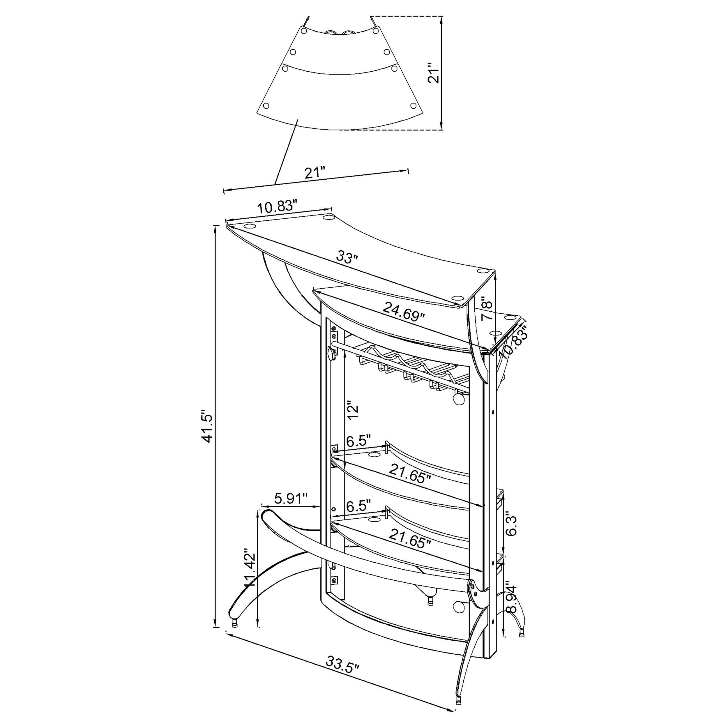 Coaster Home Furnishings Dallas 2-Tier Bar Cabinet with Smoked Glass & Black Finish - Perfect for Home Bar, Living Room, or Entertainment Area