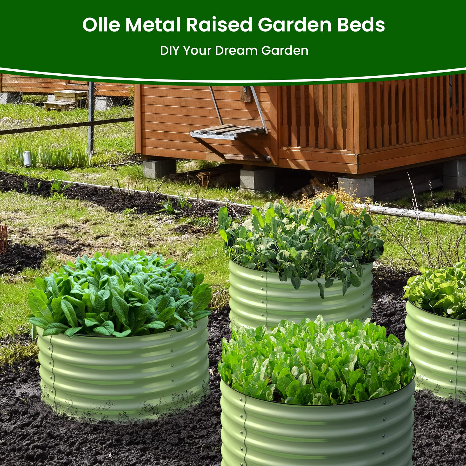 Olle Twin Round Metal Raised Garden Beds - 17