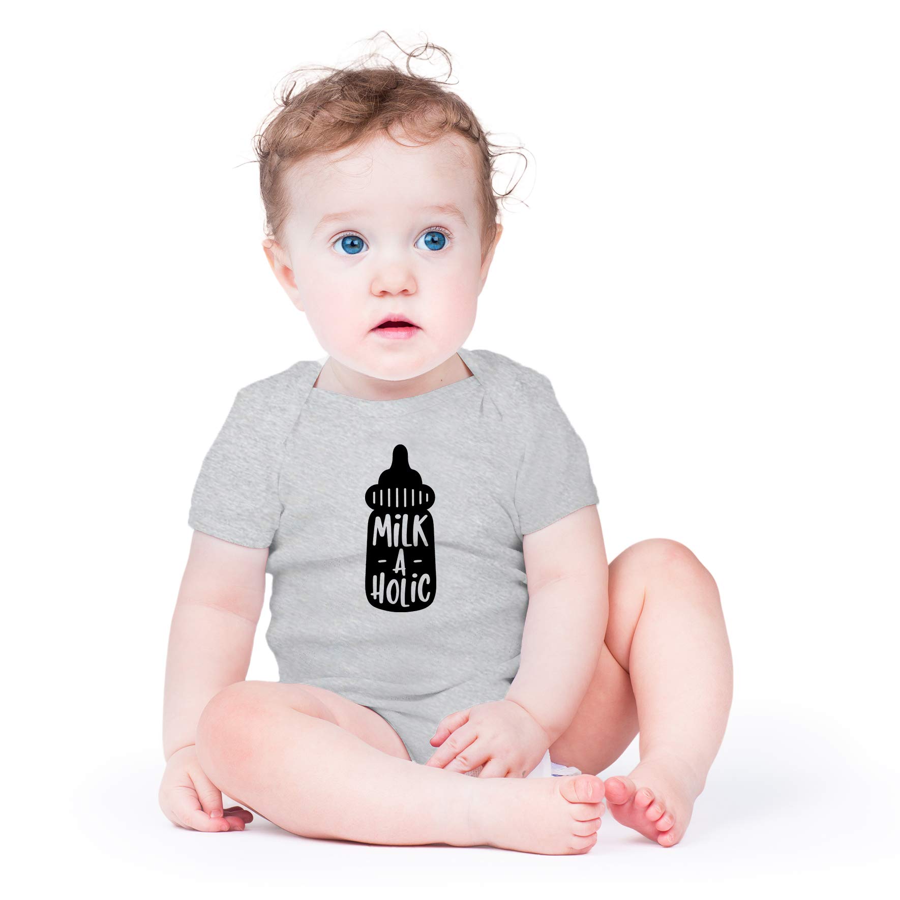 Funny Cute Unisex Baby Bodysuit - Milk-A-Holic Newborn Romper Outfit for Boys & Girls | AW Fashions | Perfect for Infant Photoshoots, Playdates & Everyday Wear