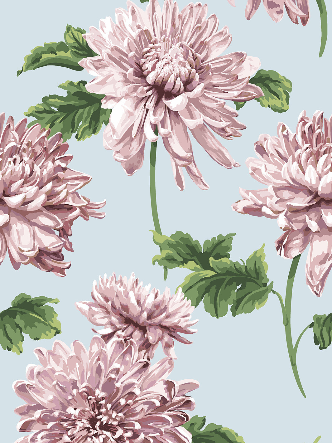 Sarah Jessica Parker Misty Blue 'Mums for Marion' Wallpaper - Elegant Floral Home Decor for Living Room & Bedroom