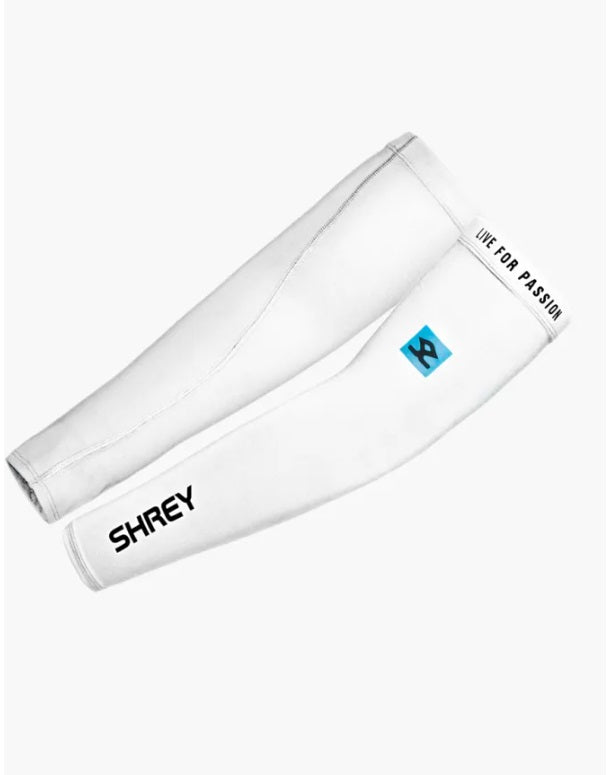 Shrey Performance Arm Sleeves - White Compression Sleeves for Sports, Basketball & Outdoor Activities - UV Protection & Breathable Fabric for Men & Women