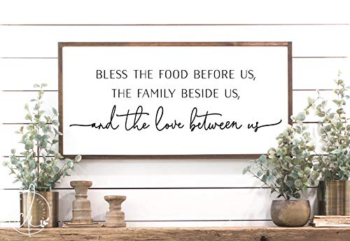 Bless The Food Before Us - Rustic Farmhouse Dining Room Wall Decor Sign for Kitchen, Wooden Wall Art for Home, Perfect for Dining Area & Kitchen Decor