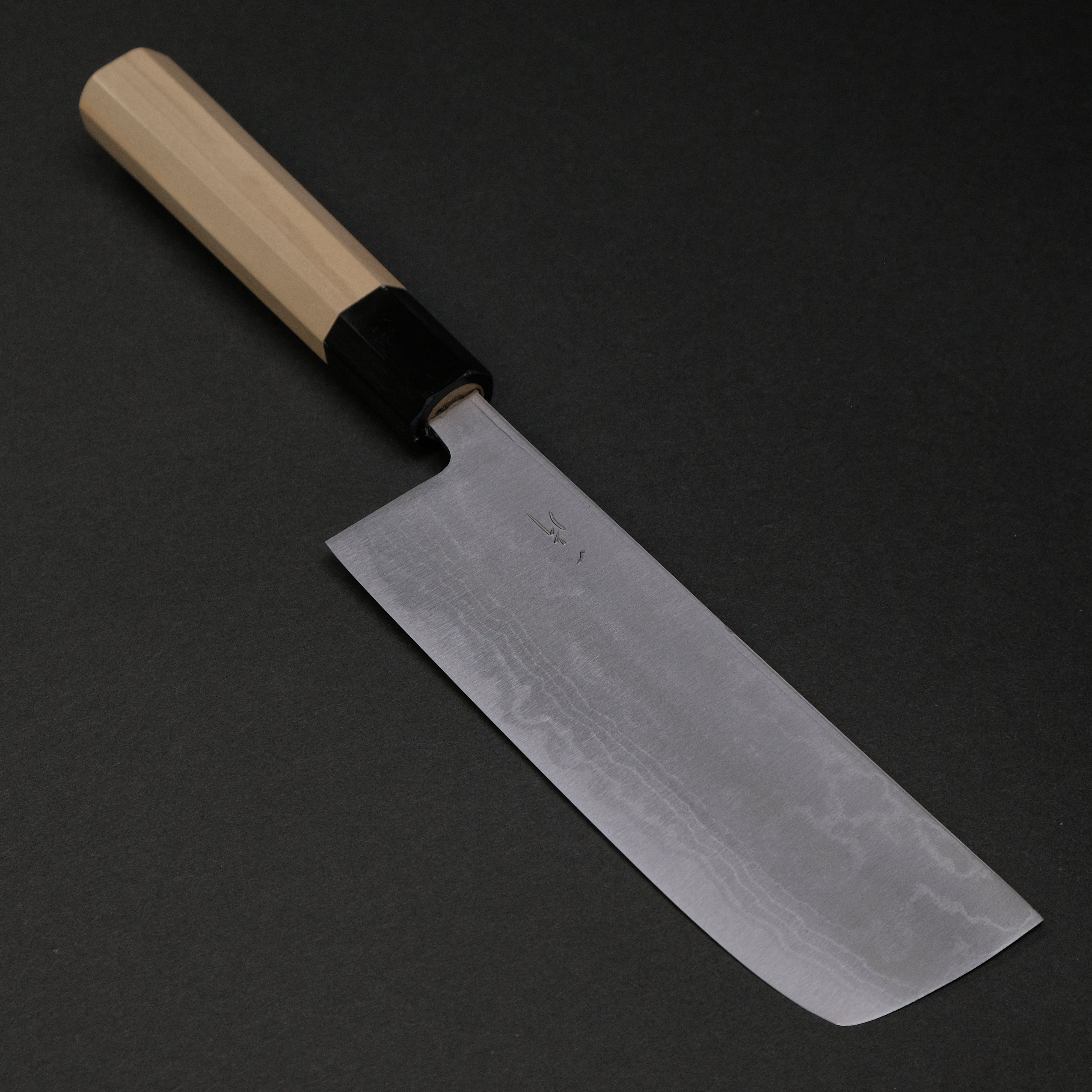 Hitohira GR Blue #2 Damascus Nakiri Knife 165mm - Japanese Chef Knife with Ho Wood Handle - Perfect for Slicing Vegetables, Herbs & Sushi Prep