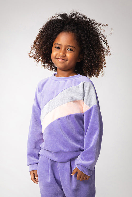 Joah Love Evans Purple Velour Girls Sweatshirt - Soft & Cozy Pullover for Kids, Girls' Fashion Hoodie for School, Playdates & Winter Outfits