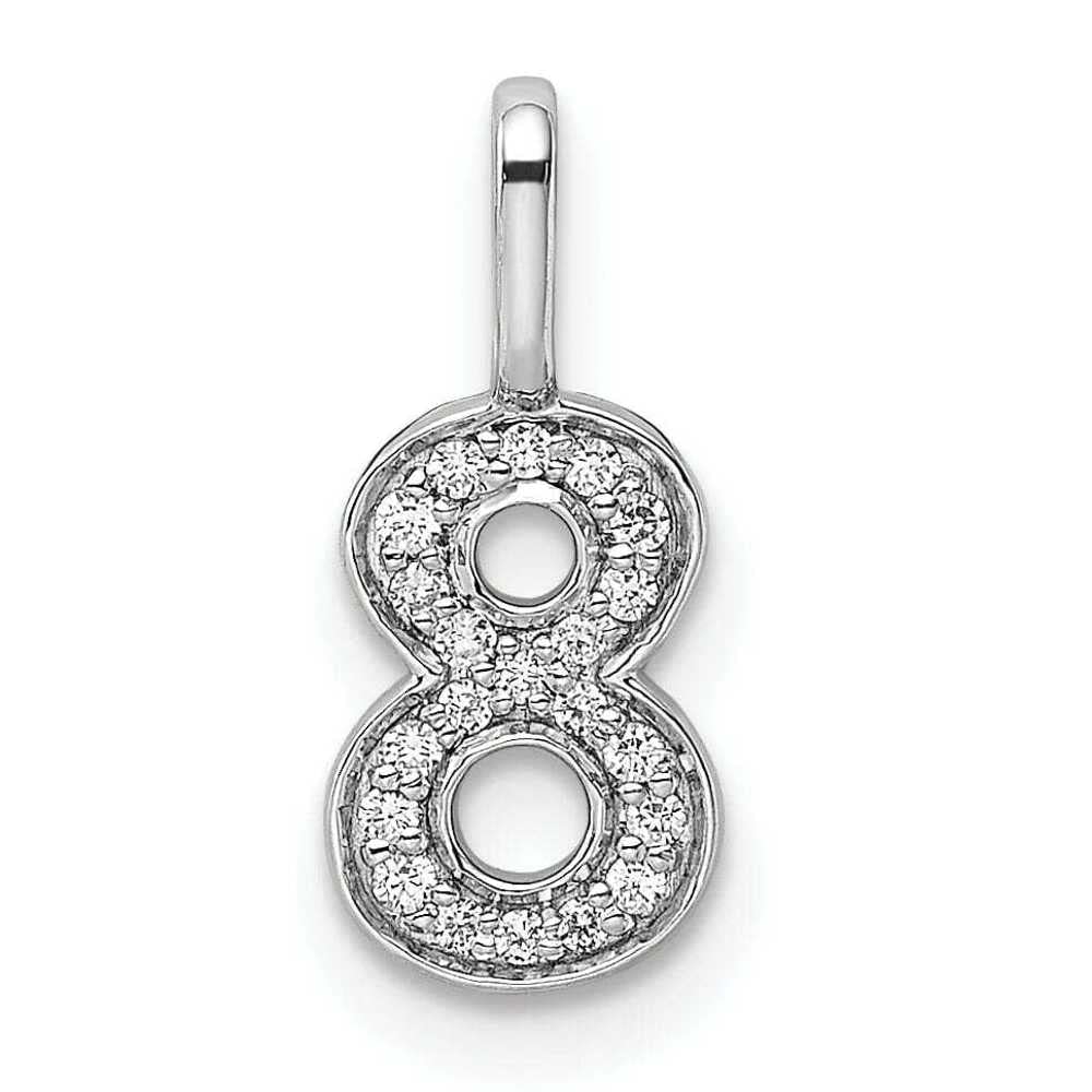 14k White Gold Diamond Women's Number 8 Charm Pendant - Elegant Bijou Jewelry for Birthdays, Anniversaries & Special Occasions