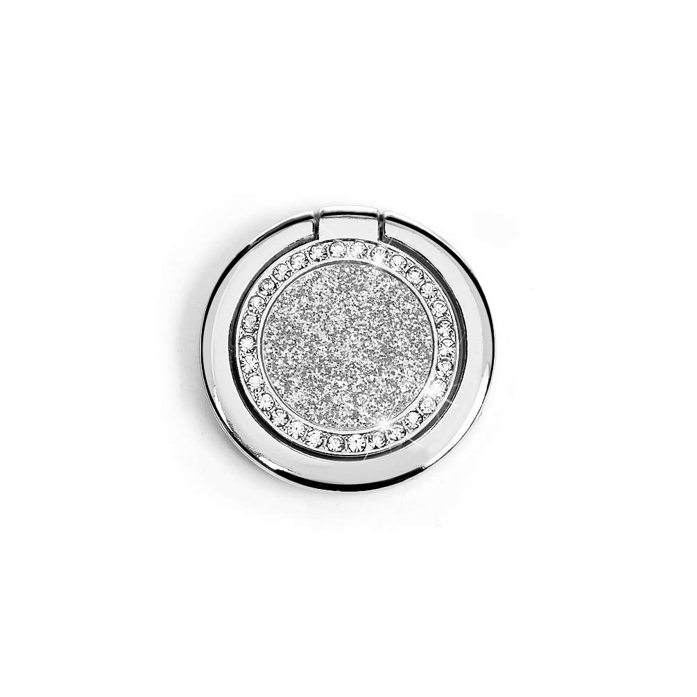 Mavis's Diary Bling Cell Phone Ring Stand Holder - Universal 360° Rotation Metal Buckle Tablet Finger Grip Kickstand for iPhone, Galaxy, LG, Google, Moto & All Smartphones (Silver) - Perfect for Work, Travel, and Video Calls