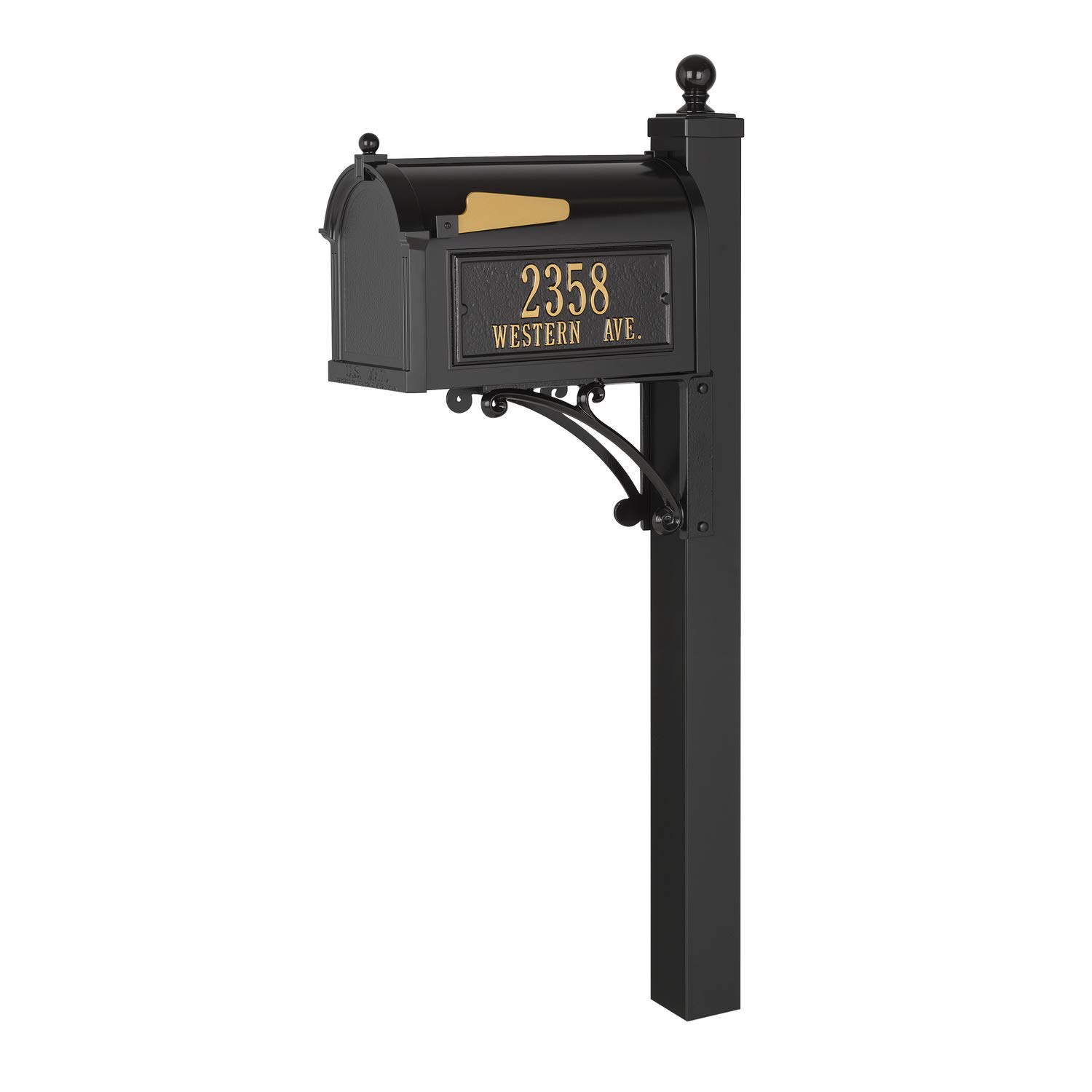 Whitehall Products 16536 Deluxe Mailbox Package in Black - Durable Weather-Resistant Mailbox for Home & Business Use