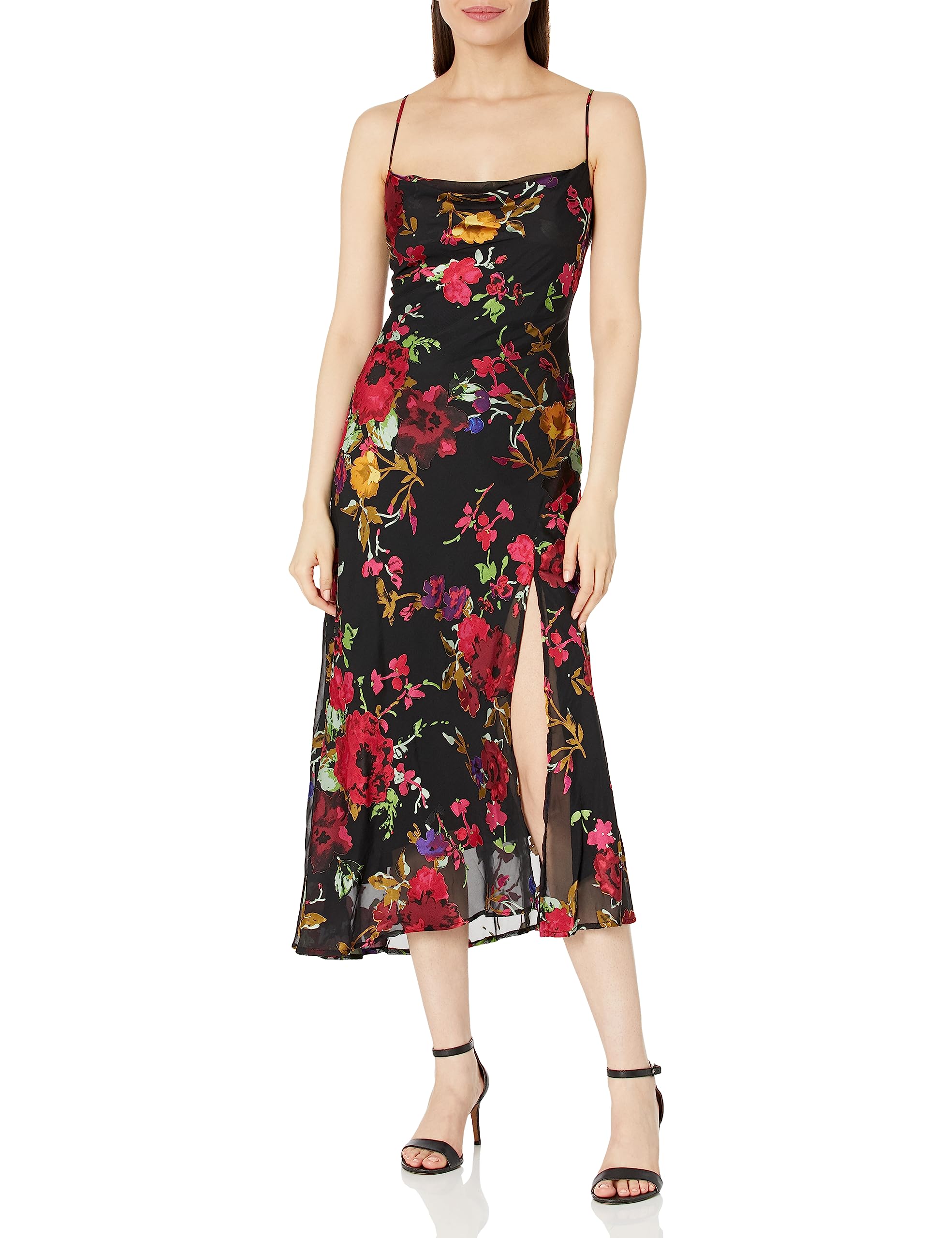 ASTR the Label Women's Gaia Dress - Flowy Midi Dress with Floral Print for Summer, Weddings & Beach Vacations | Casual & Formal Occasions