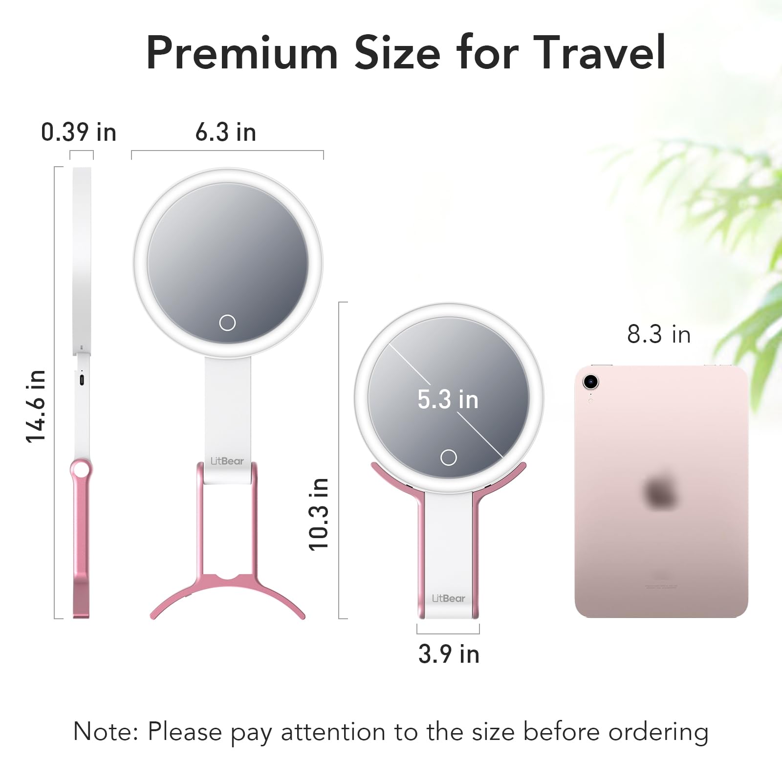 Rechargeable Travel Makeup Mirror with Lights - 10X/1X Magnifying, 3-Color Dimmable LED for Home & Travel