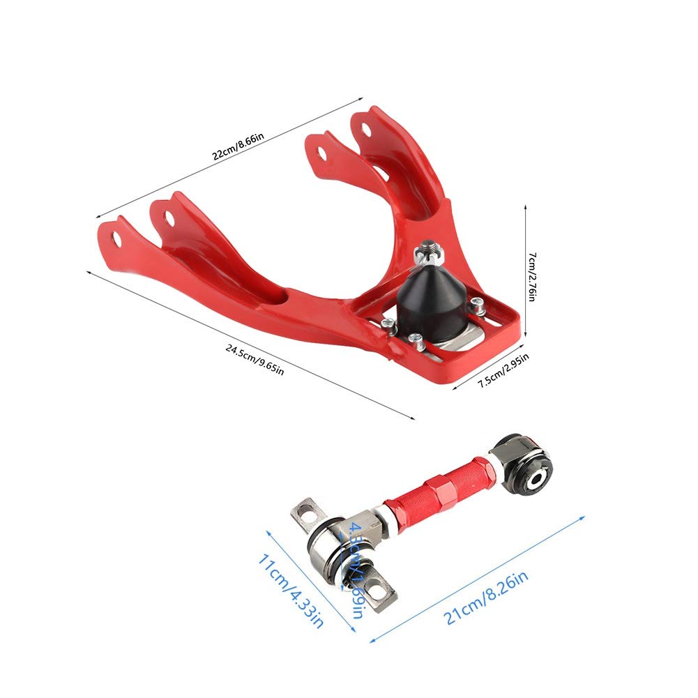 Qiilu Front & Rear Camber Arm Control Suspension Kits - Compatible with 1992-1995 Honda Civic, 1994-2001 Acura Integra, 1993-1997 Honda Del Sol - Improve Alignment & Handling for Street Racing & Performance Tuning