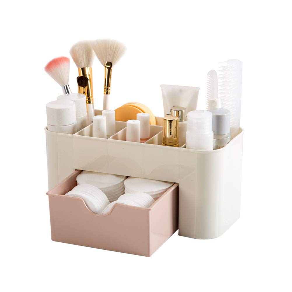 Stackable Makeup Organizer with Drawers - Pink Cosmetic Storage for Vanity, Bathroom & Office Desk | Jewelry & Pen Organizer | Perfect for Daily Beauty Routine & Workspace Organization