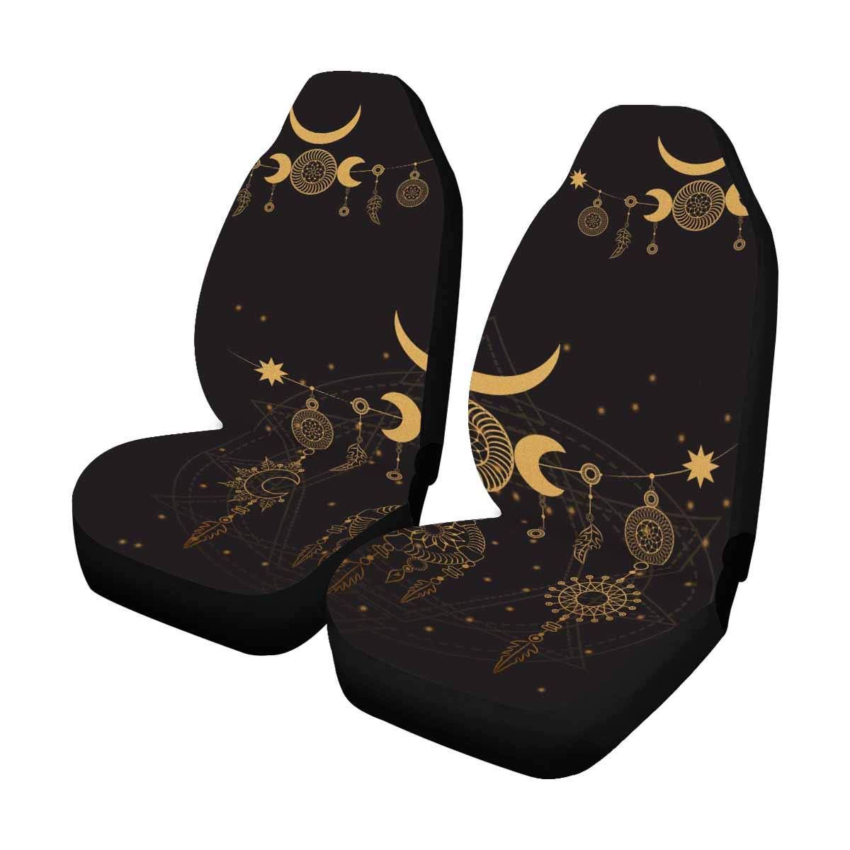 Custom Printed Car Seat Covers - Unique Sun & Moon Boho Style Designs for Personalized Vehicle Protection | Perfect for Road Trips, Daily Commutes & Car Enthusiasts