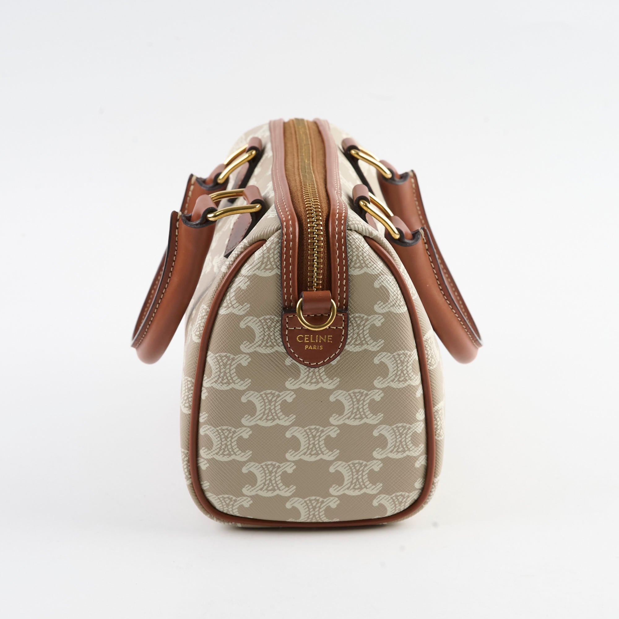 Celine Boston Small Triomphe Bag in Beige/Tan - Luxury Crossbody Handbag for Women, Perfect for Work, Travel & Everyday Use