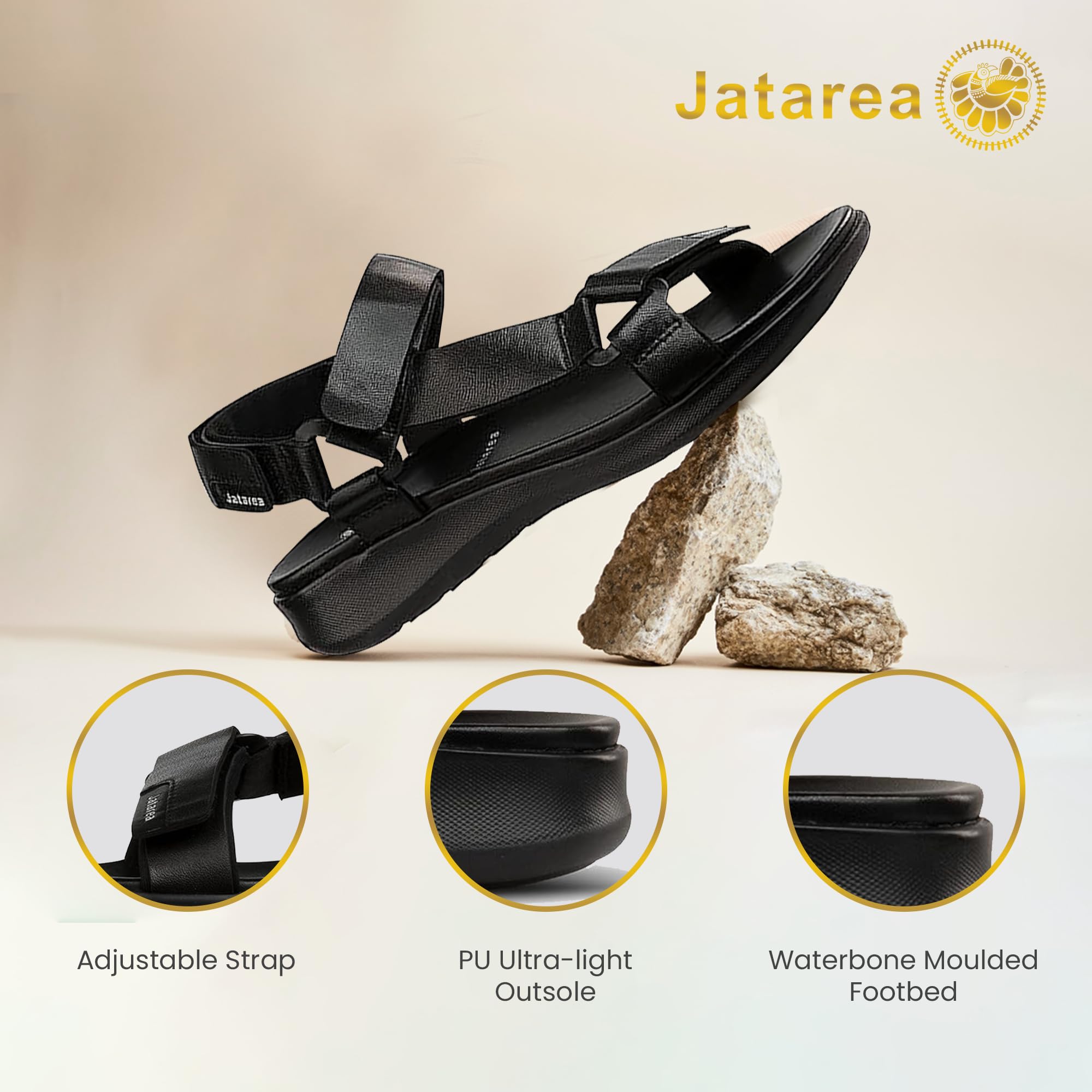 JATAREA Women's Leather Sports Sandals - Open Toe Slide Platform Strappy Hiking Sandals with Arch Support | Comfortable Casual Outdoor Walking Sandals for Women | Perfect for Hiking, Travel & Summer Fashion