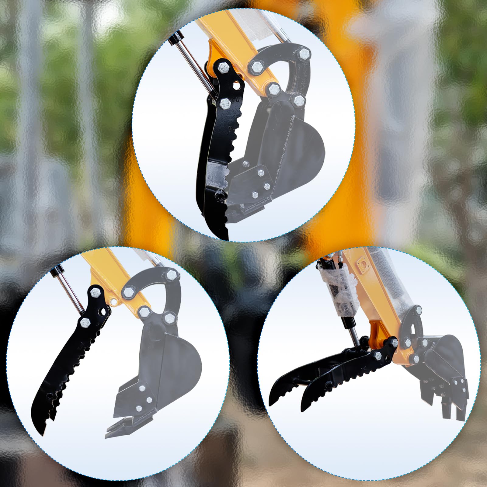 **Hydraulic Thumb Clip for Mini Excavators – Heavy-Duty Metal Grab Attachment with 2x M14 Hoses – Compatible with Single Hole Hydraulic Thumbs (No L-Shaped Bracket) – Ideal for Digging, Lifting, and Material Handling**