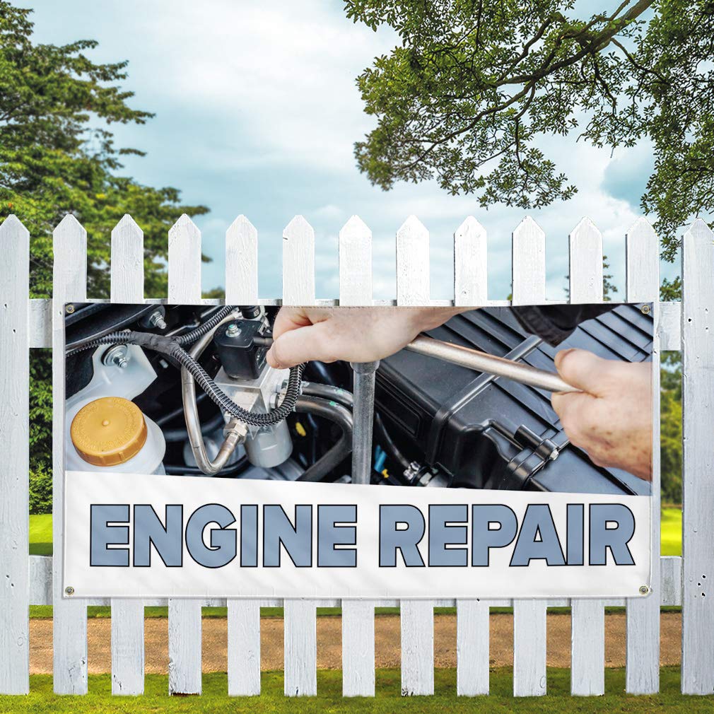 Vinyl Banner - Multiple Sizes (60x144 Inches) for Engine Repair & Outdoor Advertising | Weatherproof Automotive & Industrial Yard Signs with 10 Grommets | Perfect for Car Shops, Construction Sites & Business Promotions