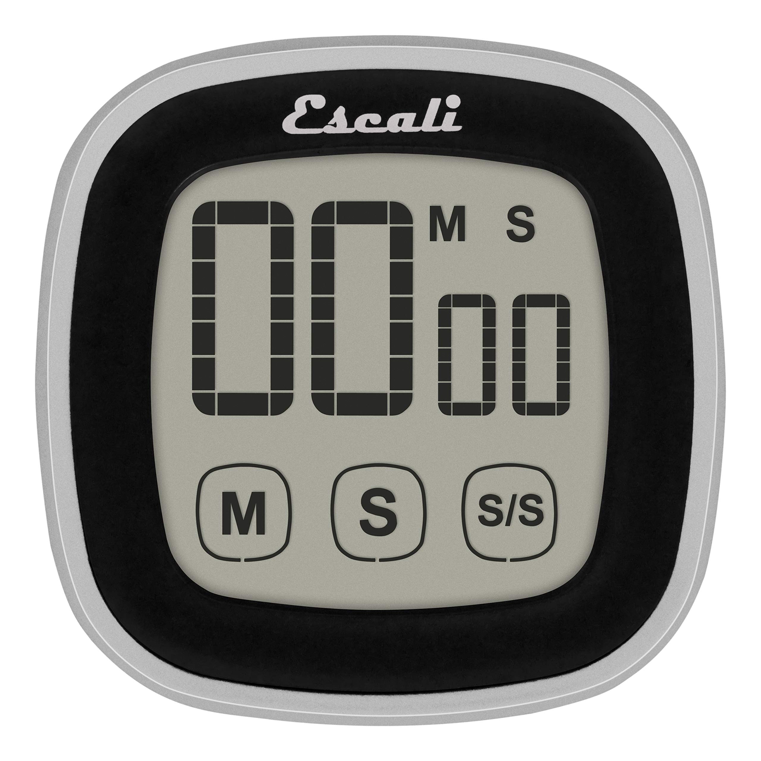 Escali Touch Screen LCD Digital Timer - Easy to Read Display with Touch Sensitive Controls & Battery Saving Feature - Perfect for Cooking, Baking, Lab Experiments & Classroom Use - Black