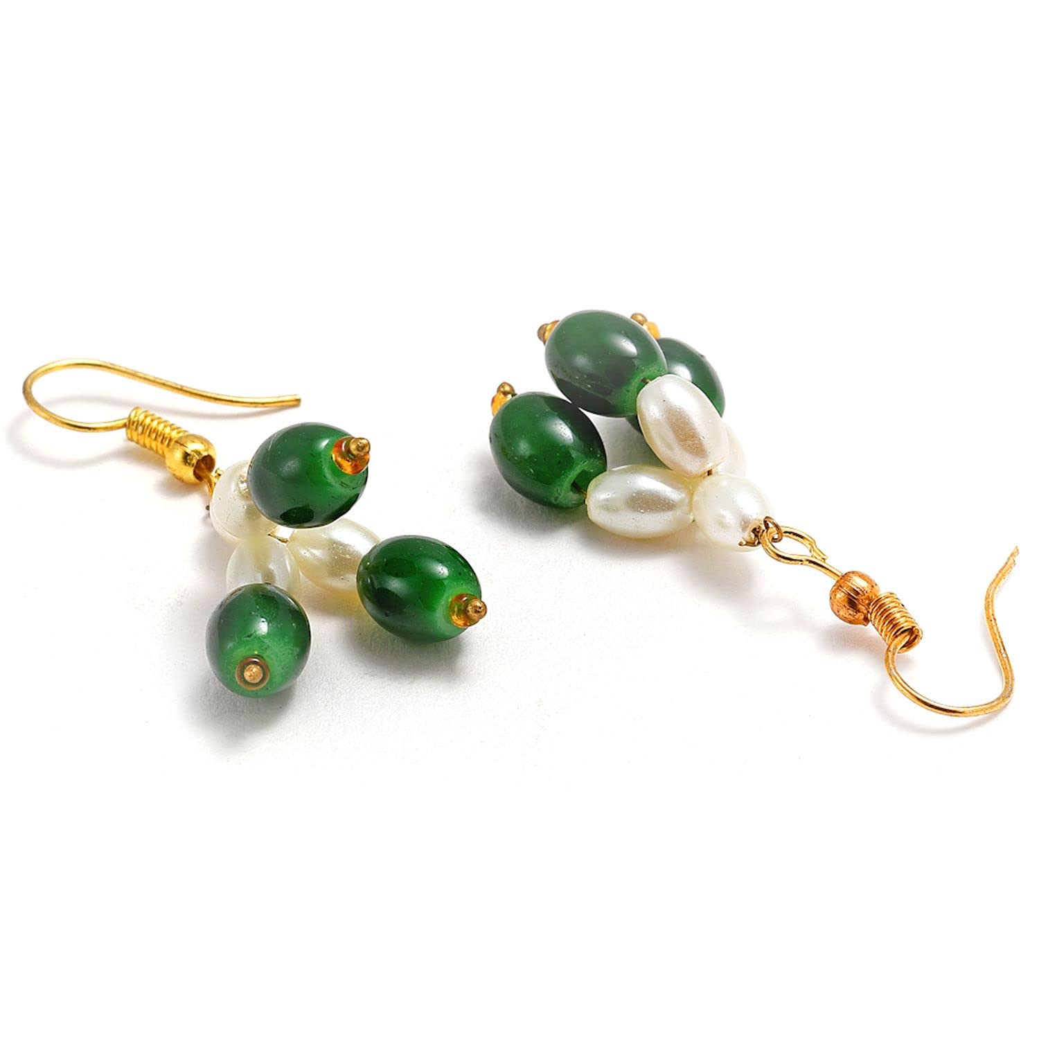 KENNICE Vintage Pearl Jewelry Set - 5-Layer Rajasthani Style Necklace with Earrings for Women & Girls | Bridal, Party & Boho Fashion Accessories