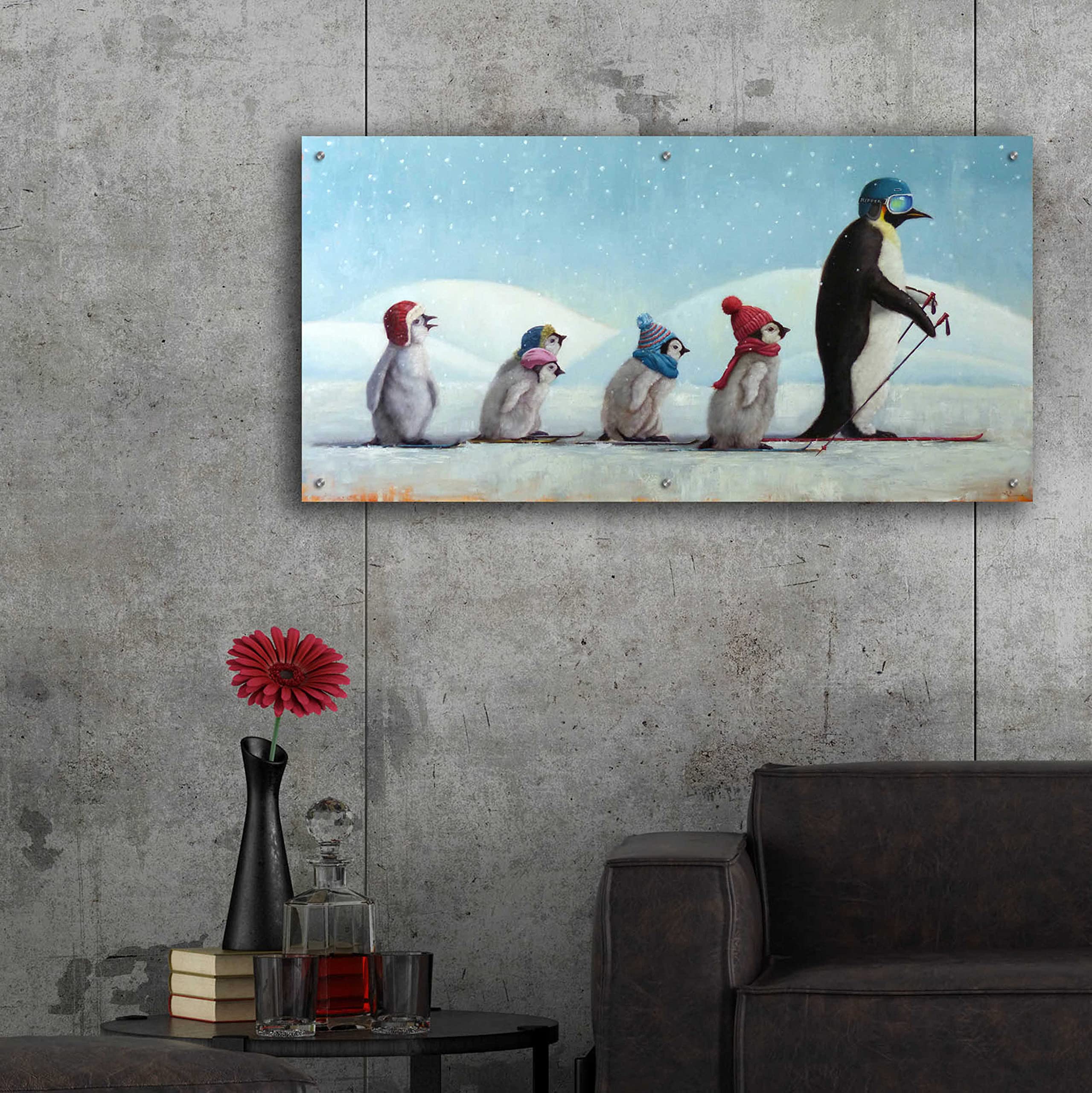Lucia Heffernan 'Ski School' Acrylic Glass Wall Art - 48x24 Inches Modern Painting for Living Room, Bedroom & Office Decor | Winter Sports Theme Artwork