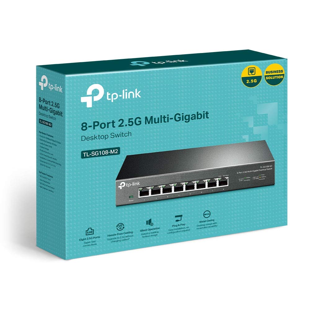 TP-Link TL-SG108-M2 8-Port 2.5G Gigabit Ethernet Switch | Metal Desktop/Wall Mount Network Switch | Plug & Play, Energy Efficient, Silent Operation | Ideal for Home Office, Gaming & Small Business Networks