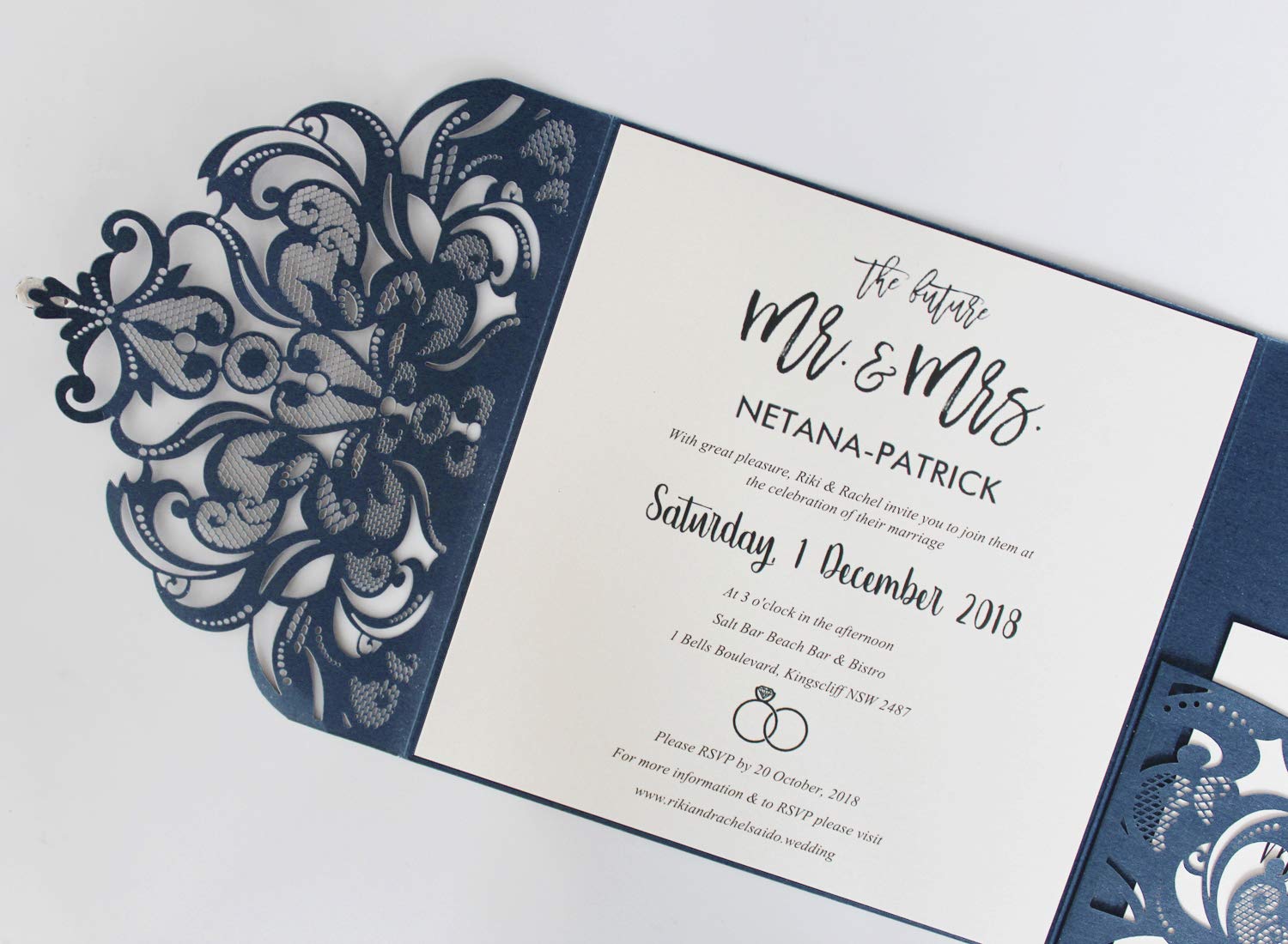 Elegant Navy Blue Wedding Invitations with RSVP Cards & Envelopes - Set of 50 for Formal Weddings, Bridal Showers & Anniversary Celebrations