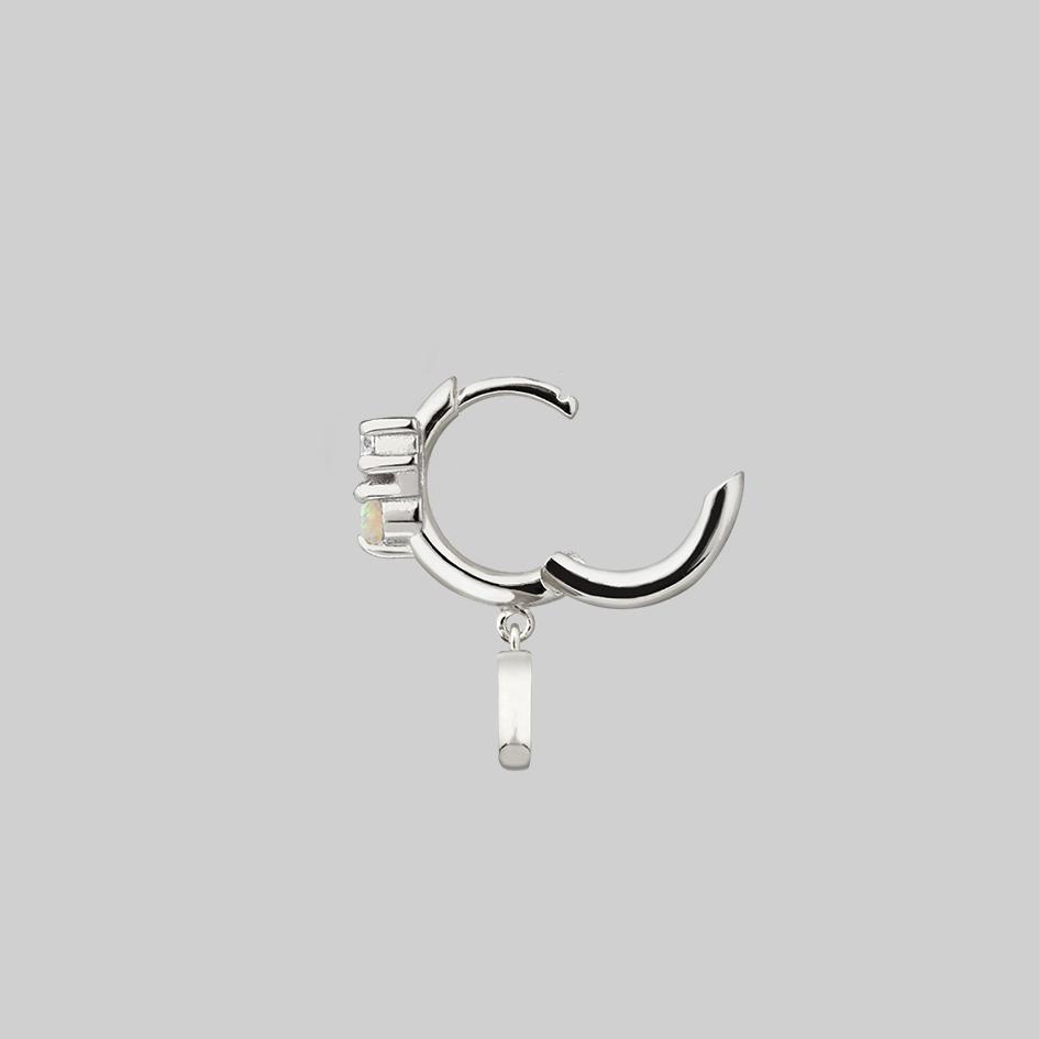 MOONLIGHT Sterling Silver Opal Moon Clicker Hoop Earrings for Women - Perfect for Parties, Weddings & Everyday Wear