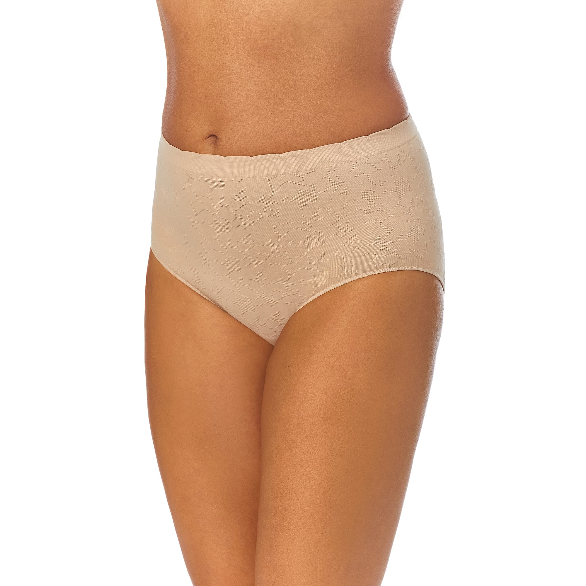 Ellen Tracy Women's Ultra Soft Seamless Hi-Cut Brief Panties 3-Pack - Scalloped Edge Comfort Underwear for Everyday Wear & Lounge