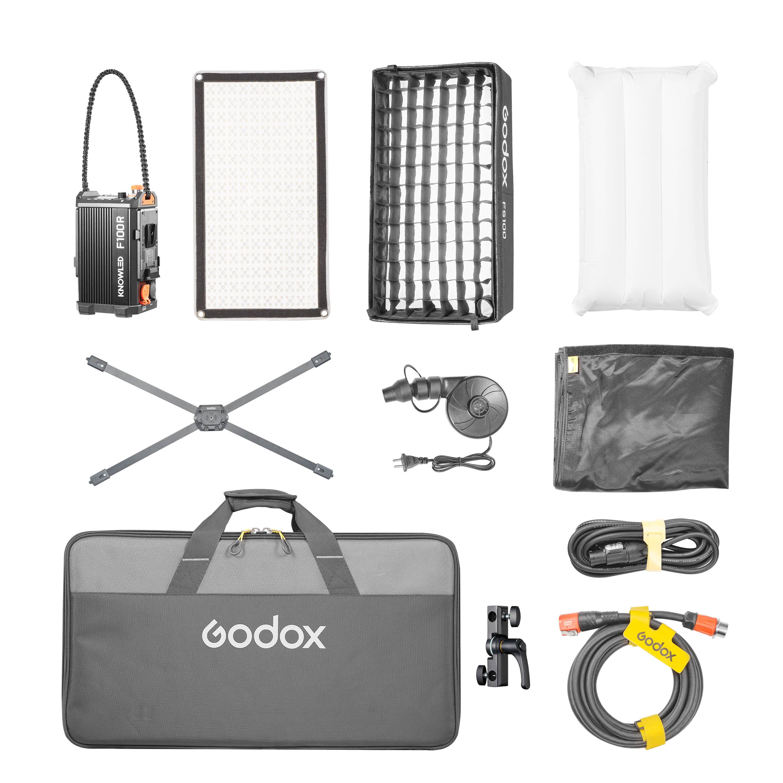 KNOWLED F100R K2 1'x2' IP54 Waterproof Flexible RGB LED Panel with Softbox Kit - Professional Cine Lighting for Photography, Videography & Studio Production