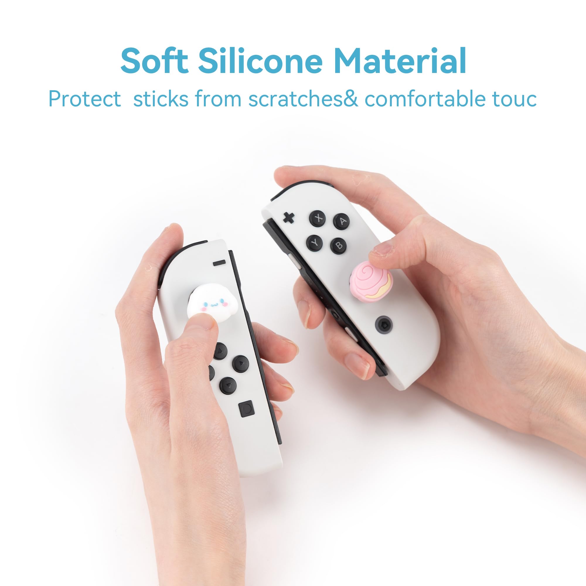 Yocore Soft Silicone Thumb Grips - Cute Thumb Grip Caps for Nintendo Switch/OLED/Switch Lite - Analog Stick Covers (4-Pack) - Perfect for Gaming Comfort & Enhanced Control