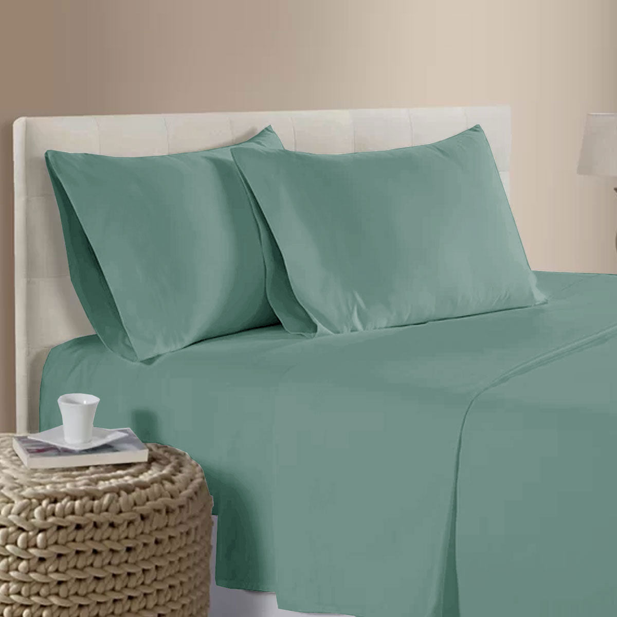 400 Thread Count Bamboo Cotton Sheet Set - Light Teal Queen Size - Soft & Breathable Bedding for All Seasons, Perfect for Home, Hotel, or Guest Room