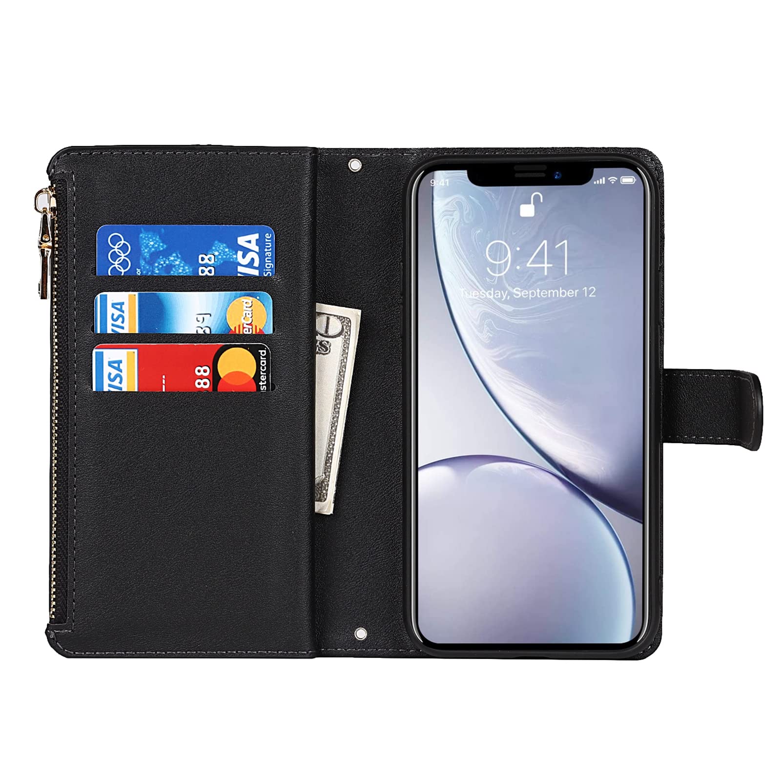Jaorty Premium PU Leather Wallet Case for iPhone XR (6.1
