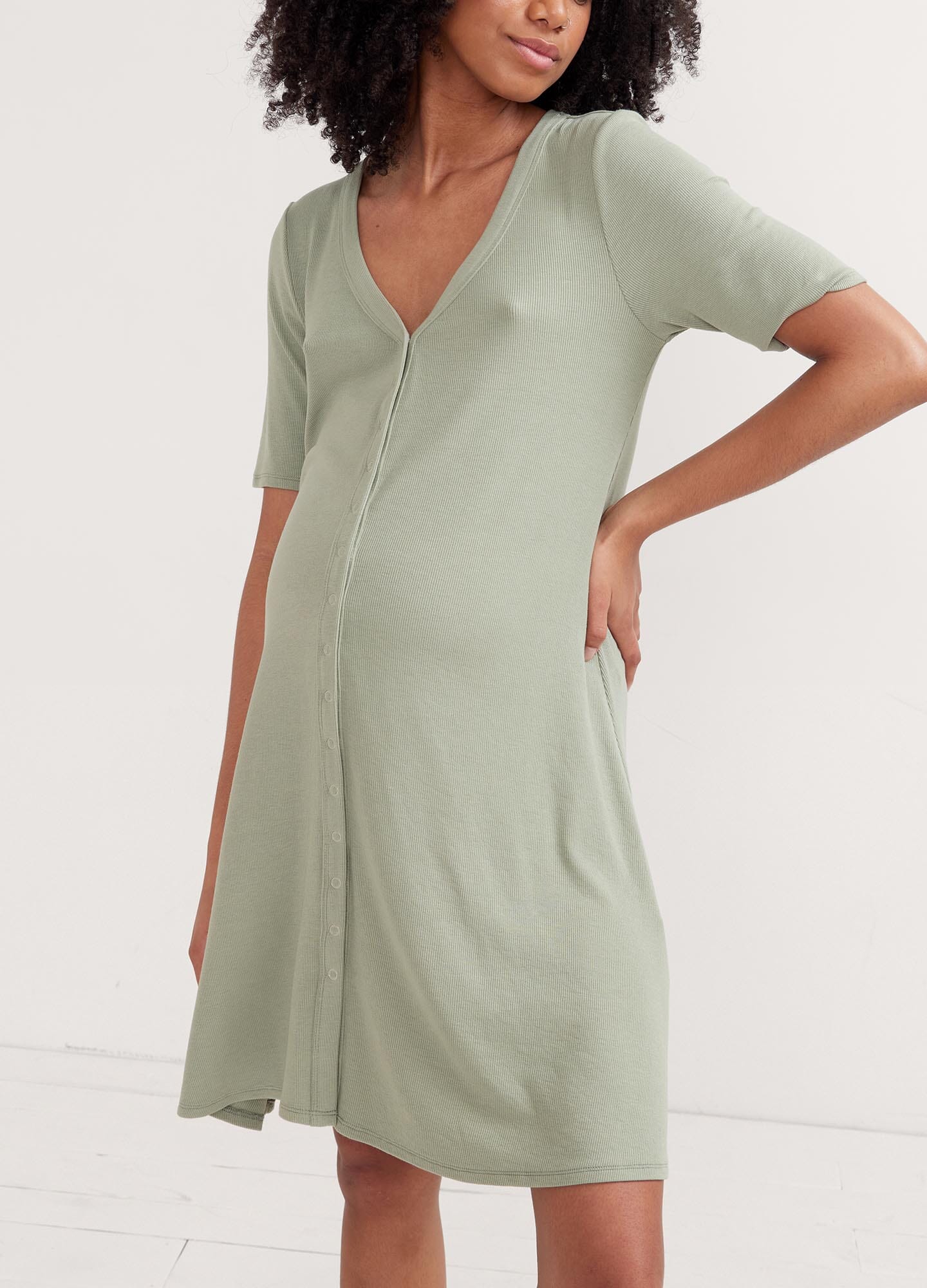 Softest Ribbed Nursing Mini Dress for Breastfeeding Moms - Comfortable Maternity Dress for Nursing, Lounging & Everyday Wear