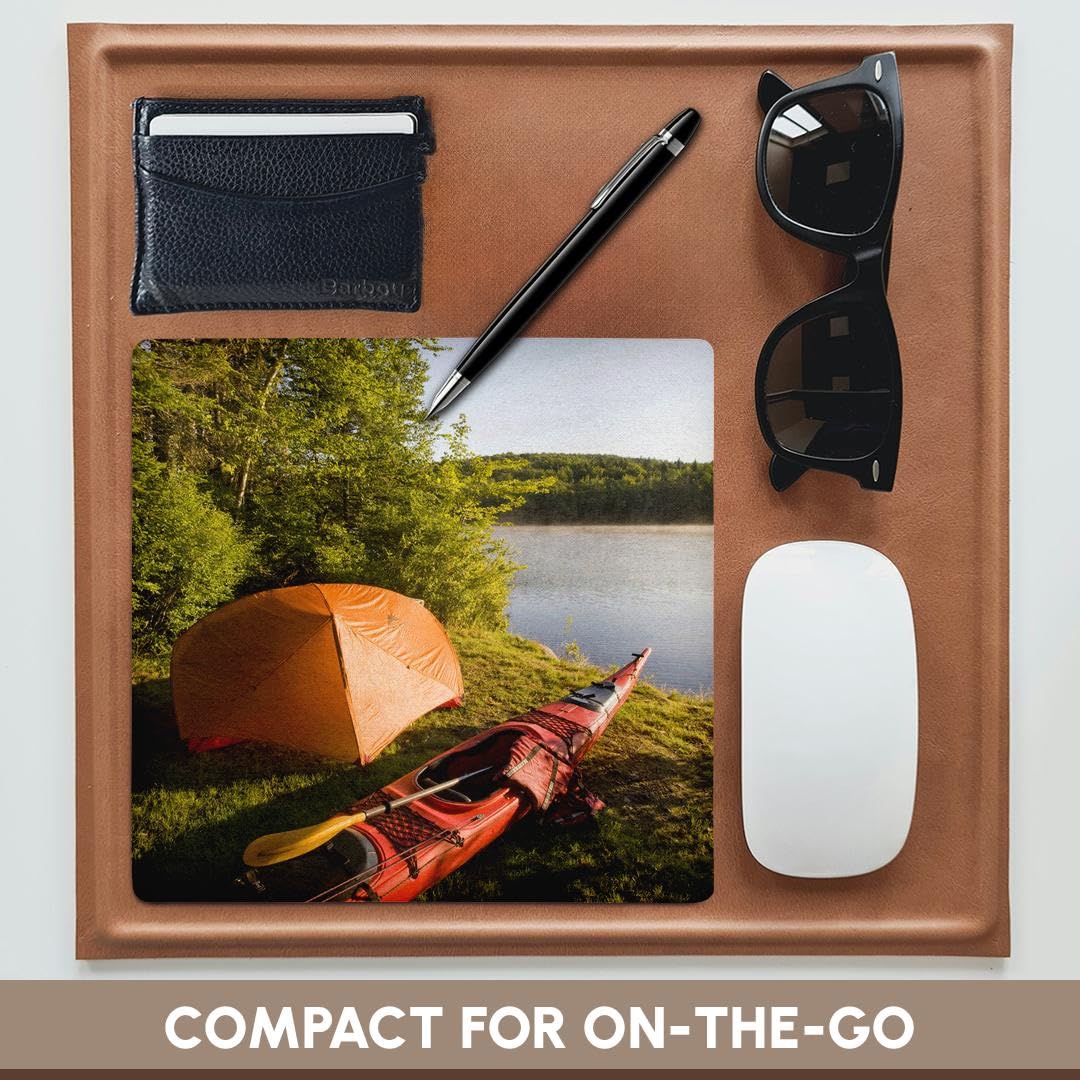 Kayak & Camp Tent Mouse Pad - 8x8 Inches - Mollidgewock SP & Errol NH Outdoor Adventure Theme - Perfect for Office & Gaming Desks (mp_92388_1)