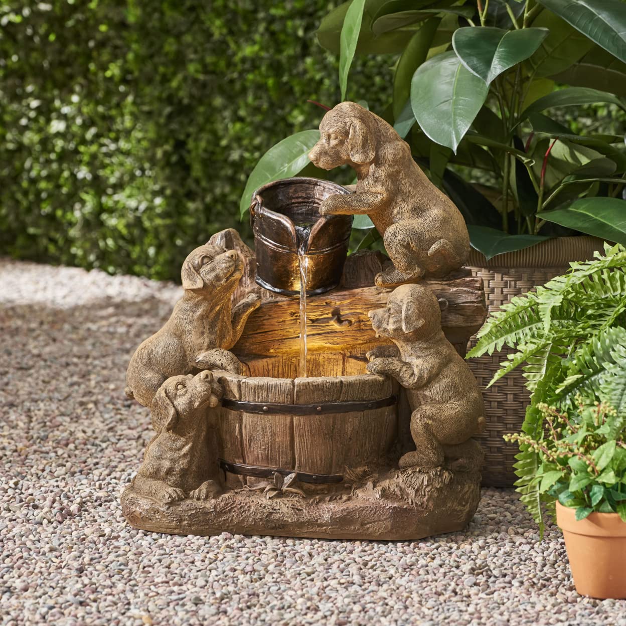 Christopher Knight Home Dimmock Outdoor Fountain - Light Brown Patio Water Feature for Garden, Yard & Backyard Decor | Relaxing Ambience for Outdoor Spaces