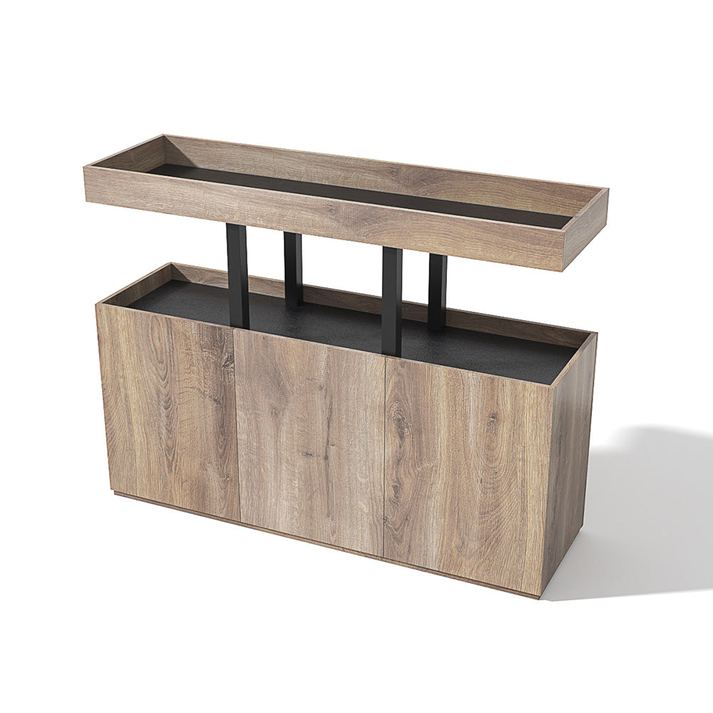 Tribeca 135cm Warm Oak & Black Credenza Cabinet - Stylish Storage for Living Room, Dining Room, or Home Office