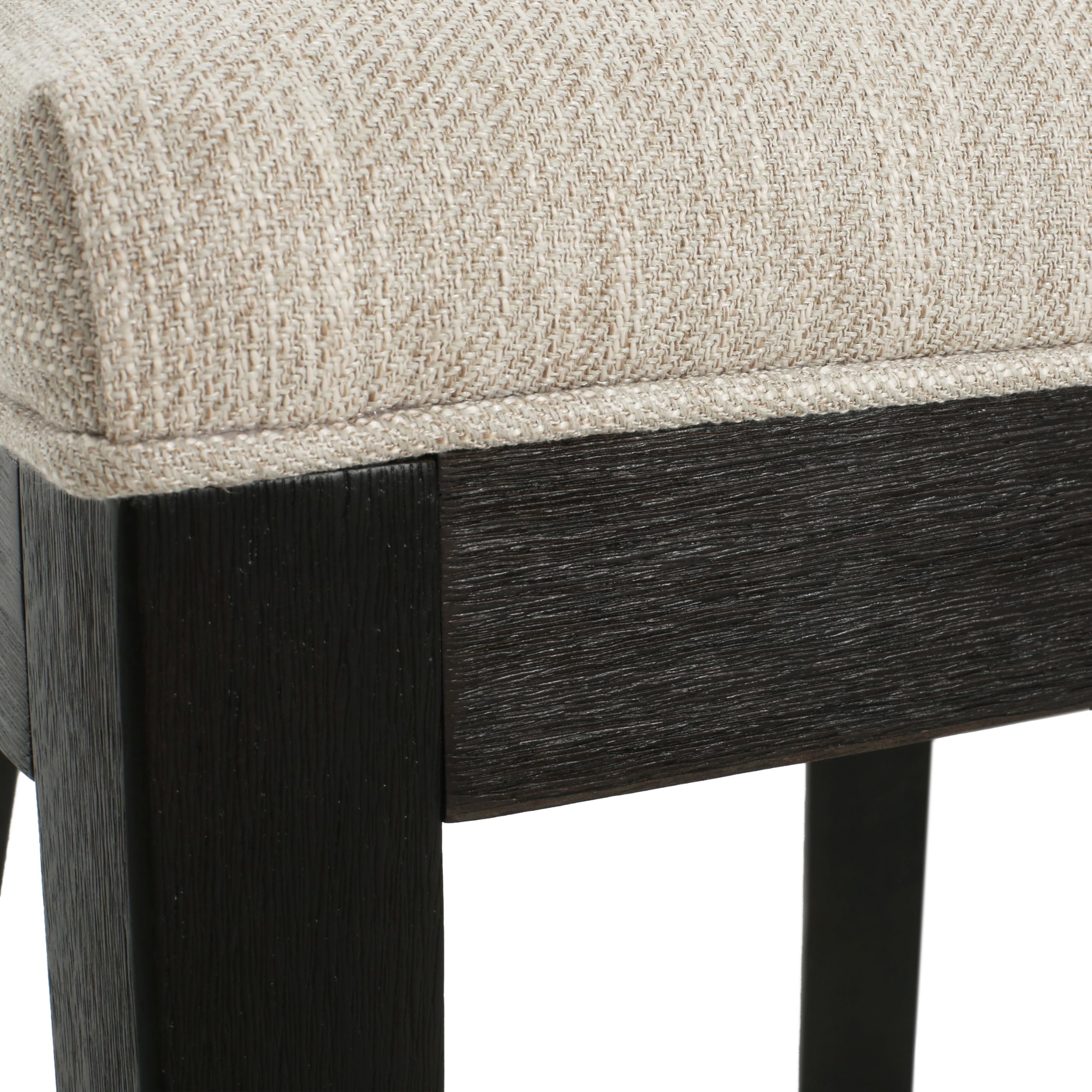 Christopher Knight Home Set of 2 Fabric Upholstered Armless Dining Chairs with Rubberwood Legs & King Louis Back - Wood Frame Soft Chairs for Dining Room, Kitchen, Restaurant - Brown & Beige - Perfect for Home Decor, Small Spaces & Elegant Dining Settings