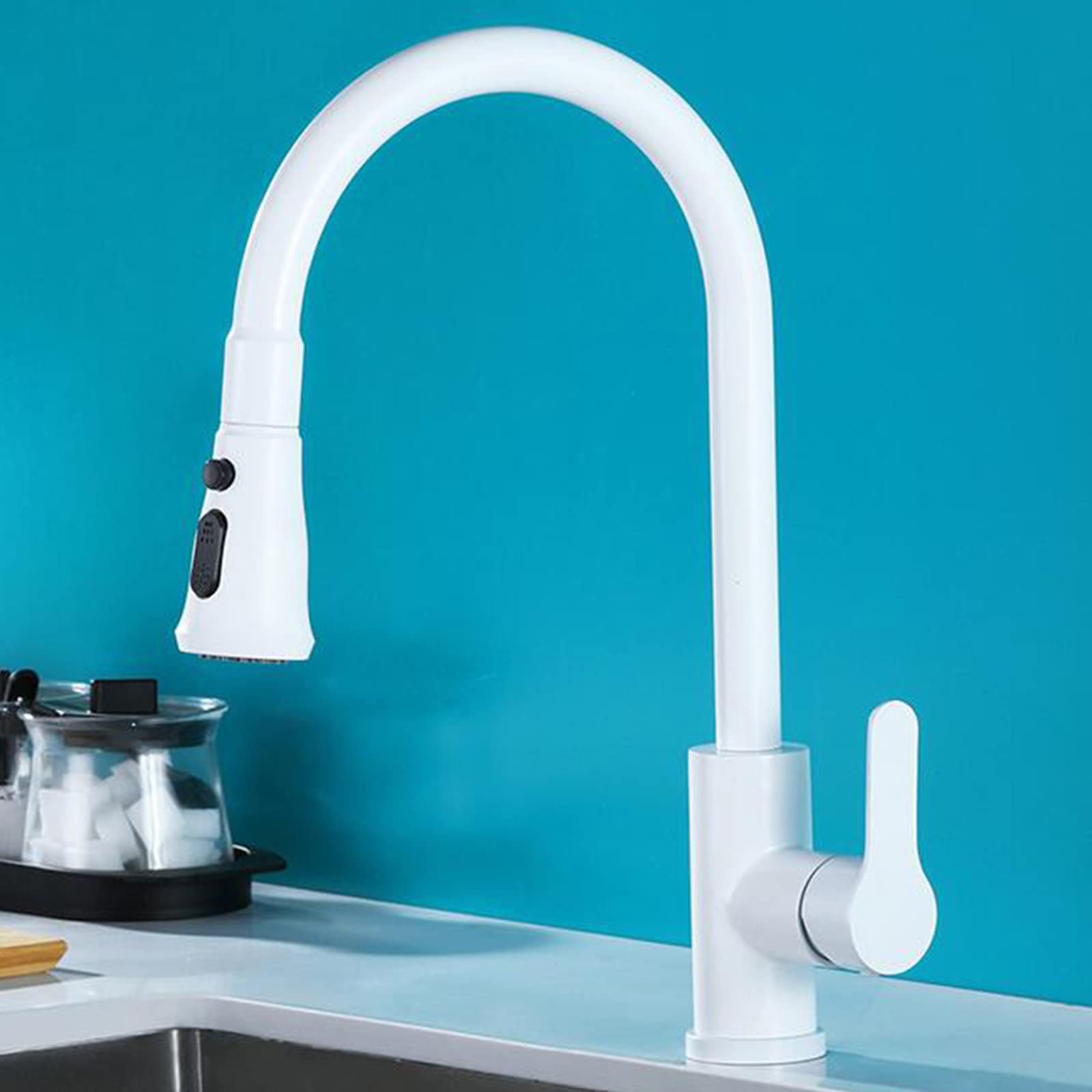 Stainless Steel Pull Out Kitchen Faucet - Hot/Cold Water for Cooking & Cleaning