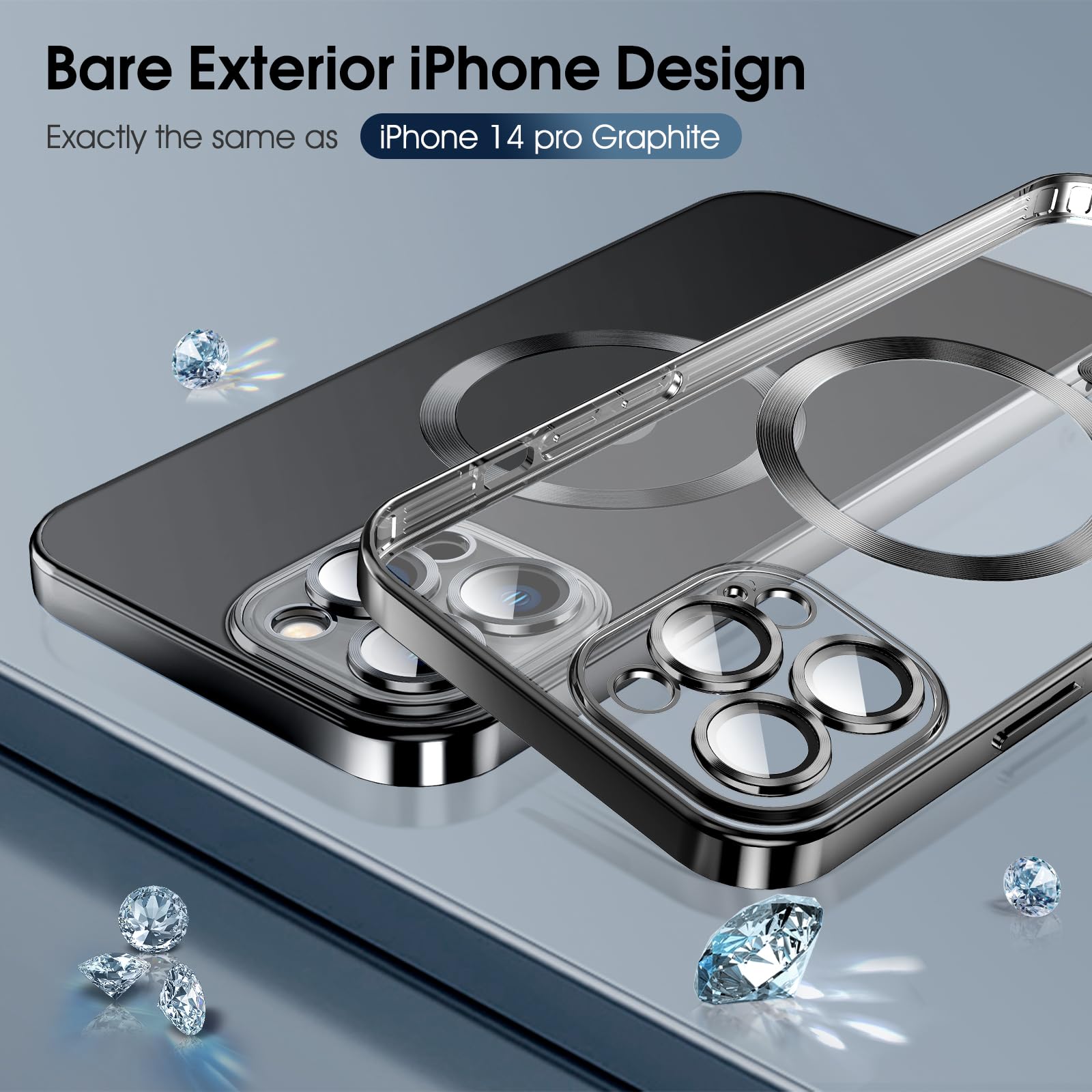 Magnetic Clear iPhone 14 Pro Case with MagSafe - Slim Silicone Cover with Integrated Camera Protection Glass | Anti-Yellowing, Anti-Fingerprint, Scratch Resistant | Compatible with Wireless Charging | Perfect for Everyday Protection & Style