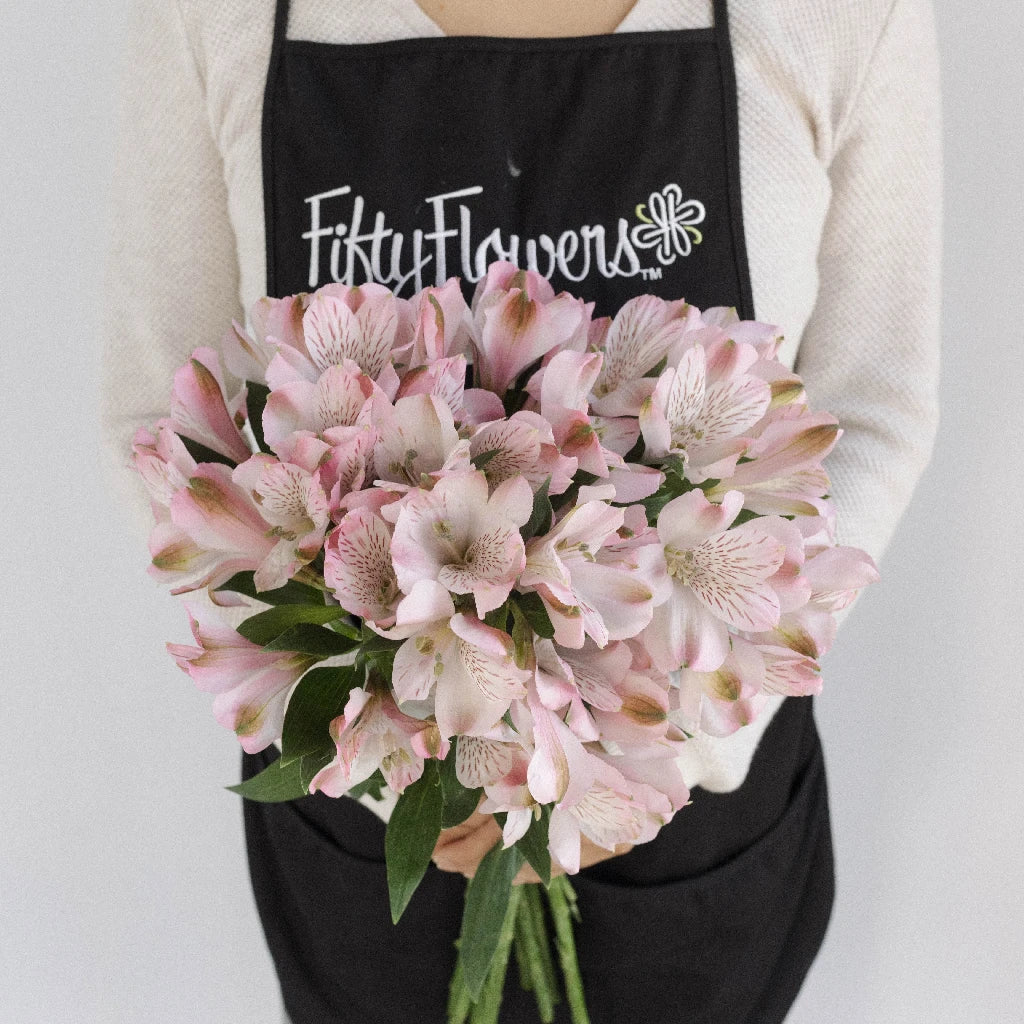 Fresh Baby Pink Peruvian Lilies Bouquet - Long-Lasting Cut Flowers for Weddings, Home Decor & Gifts