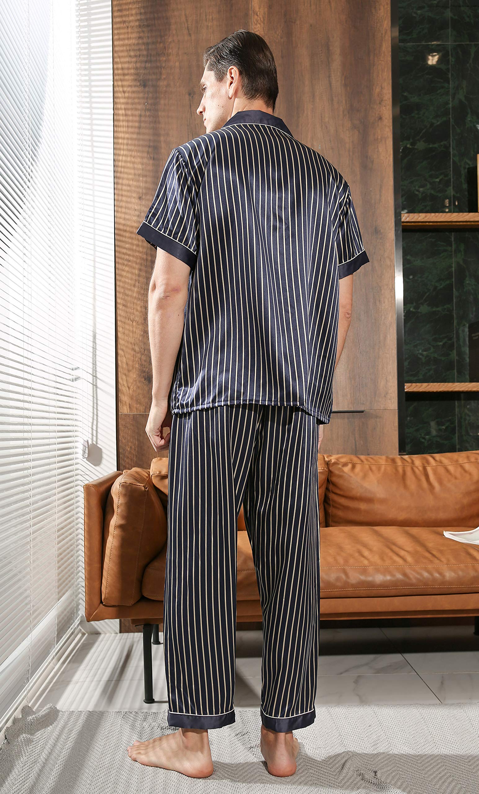 Premium Mulberry Silk Men's Pajama Set - Short Sleeve Sleepwear for Comfort & Luxury | Perfect for Relaxation, Lounging & Gift Giving