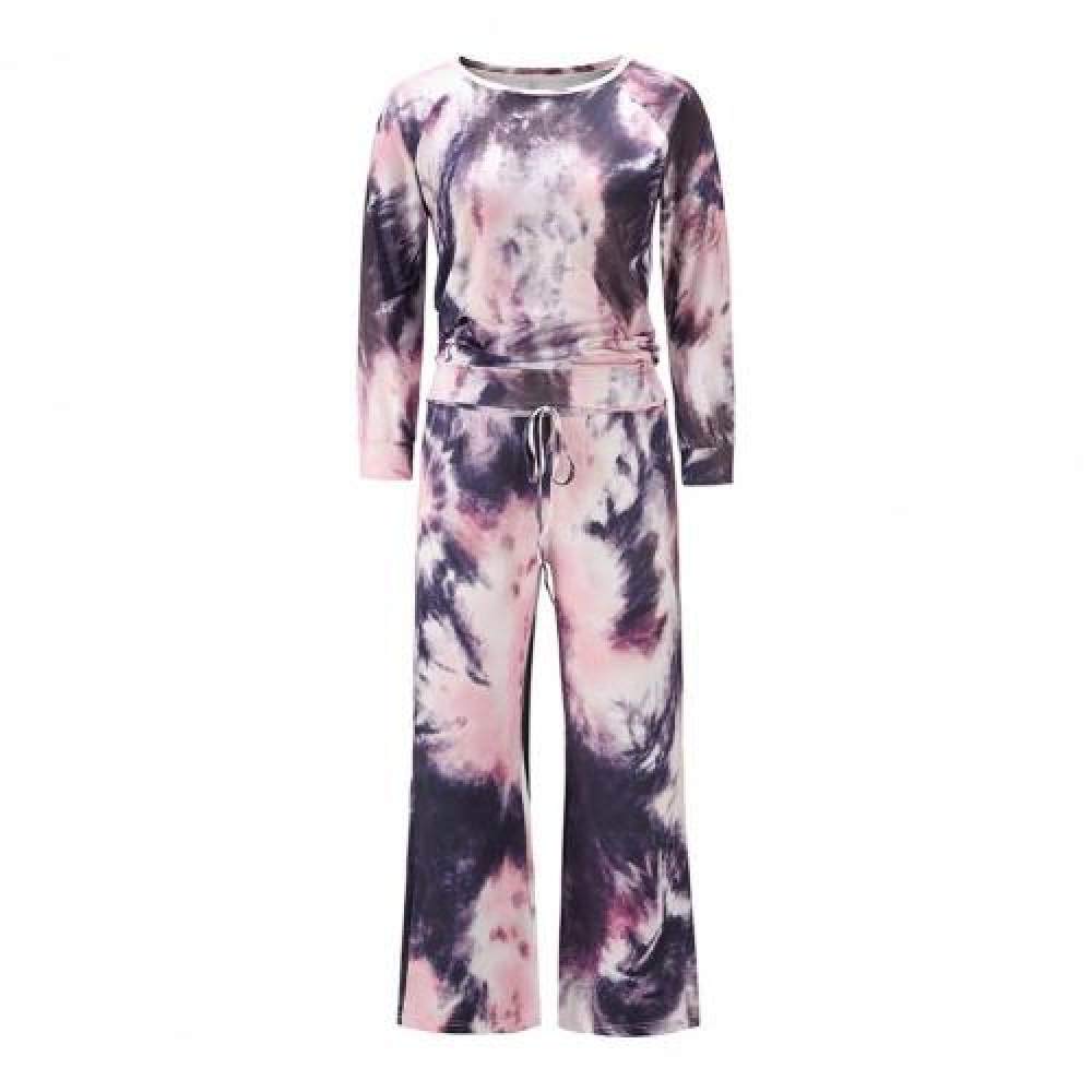 HUANSUN Women's 2-Piece Pajama Set - Soft Breathable Sleepwear & Loungewear, Loose Fit Printed Nightgown for Plus Size, Black | Perfect for Sleeping, Relaxing at Home & Travel Comfort